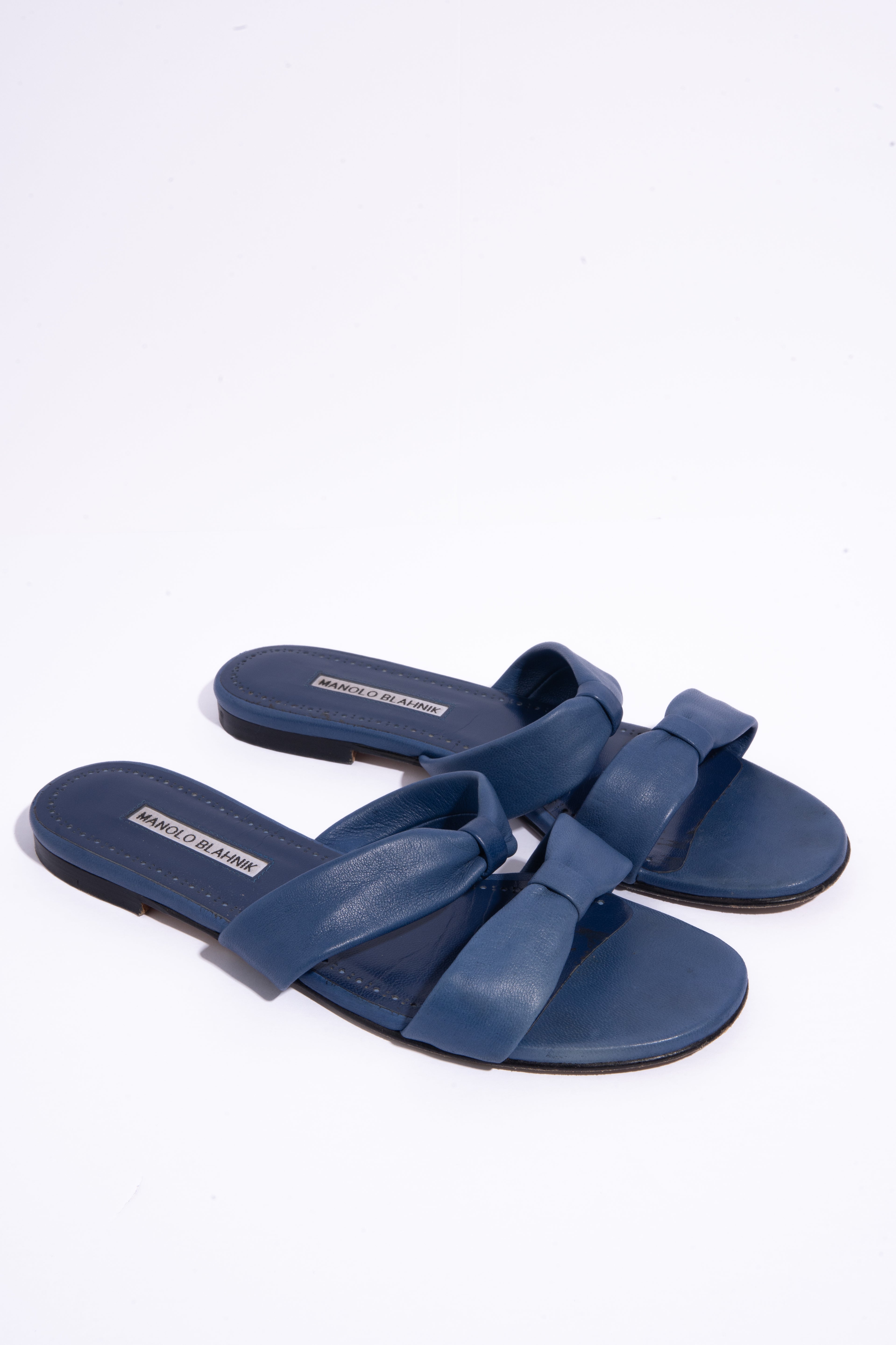 MANOLO BLAHNIK Blue Leather Sandals (Sz. 39.5)