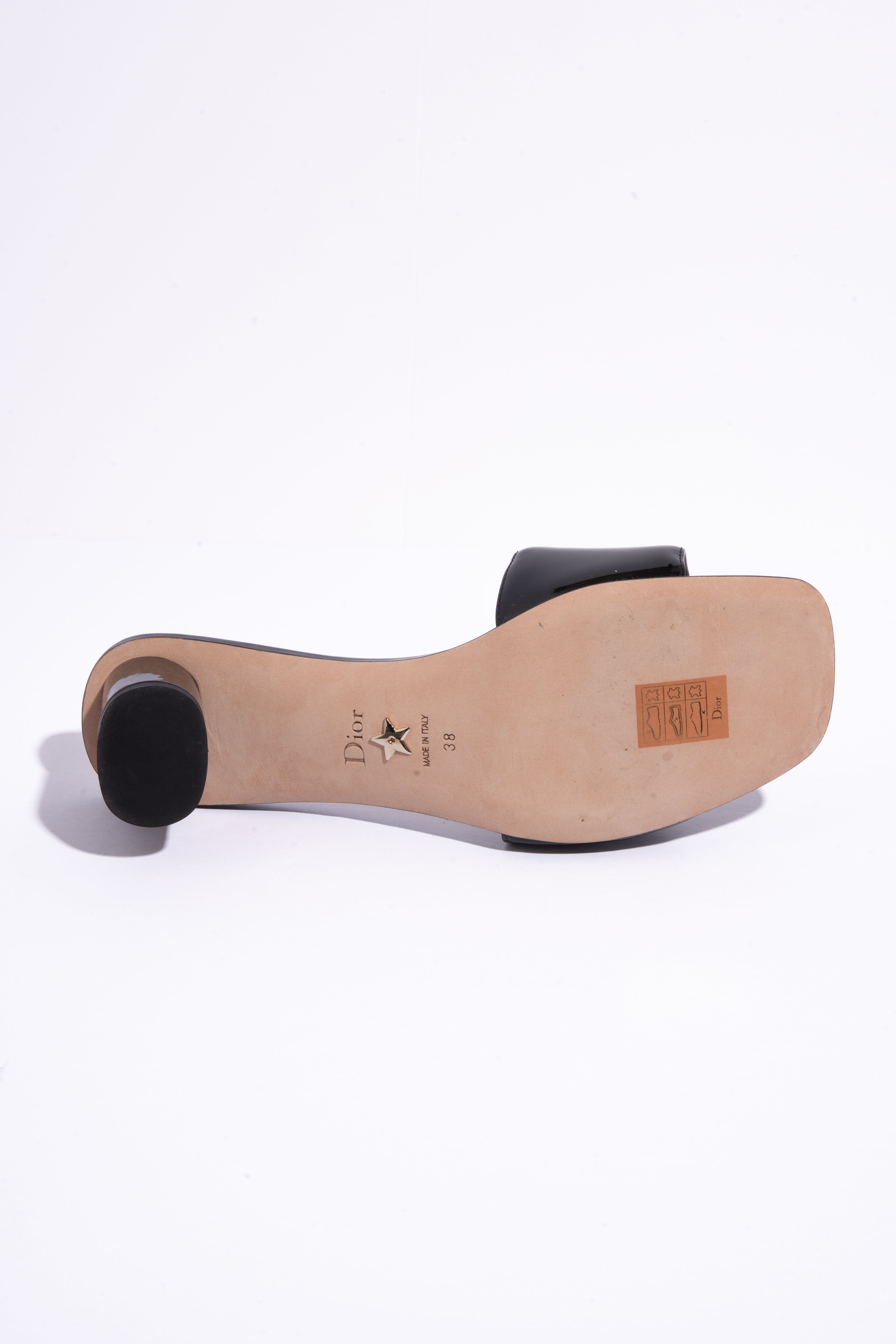 CHRISTIAN DIOR Black Patent CD Mules (Sz. 38)