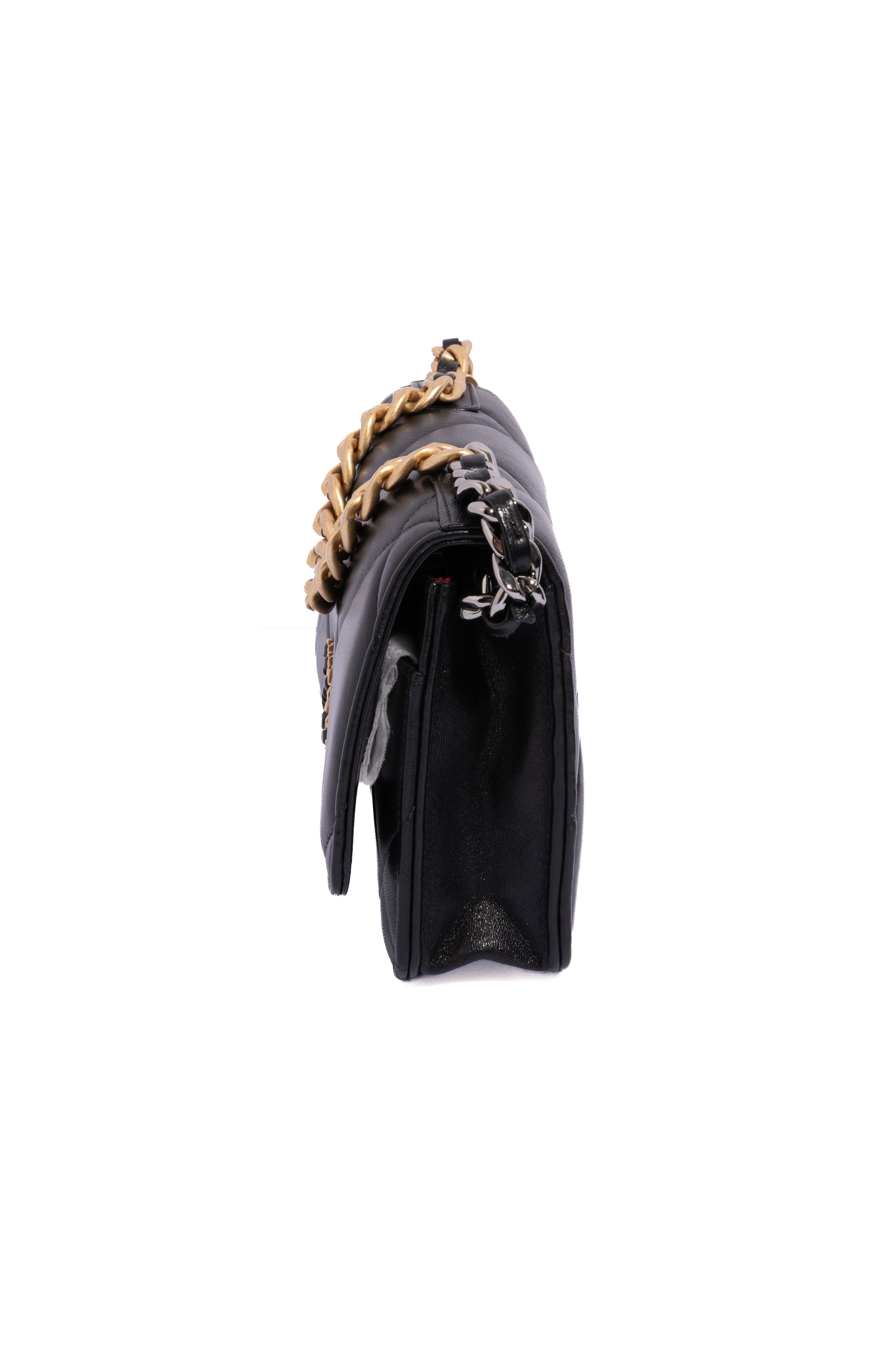 CHANEL 2022 Black Calfskin 19 Wallet on Chain