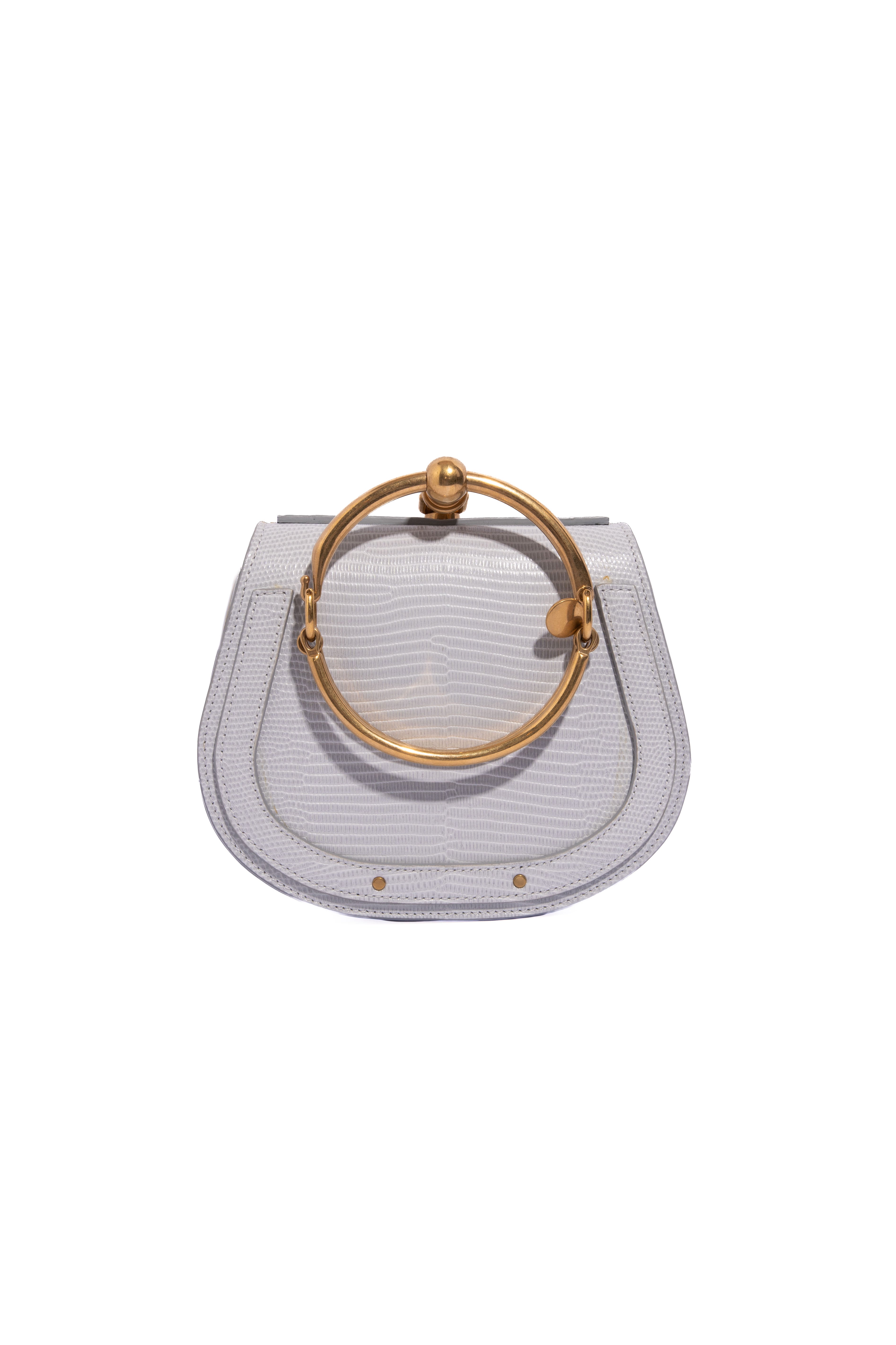 CHLOE Grey Snake Emboss Nile Bracelet Bag