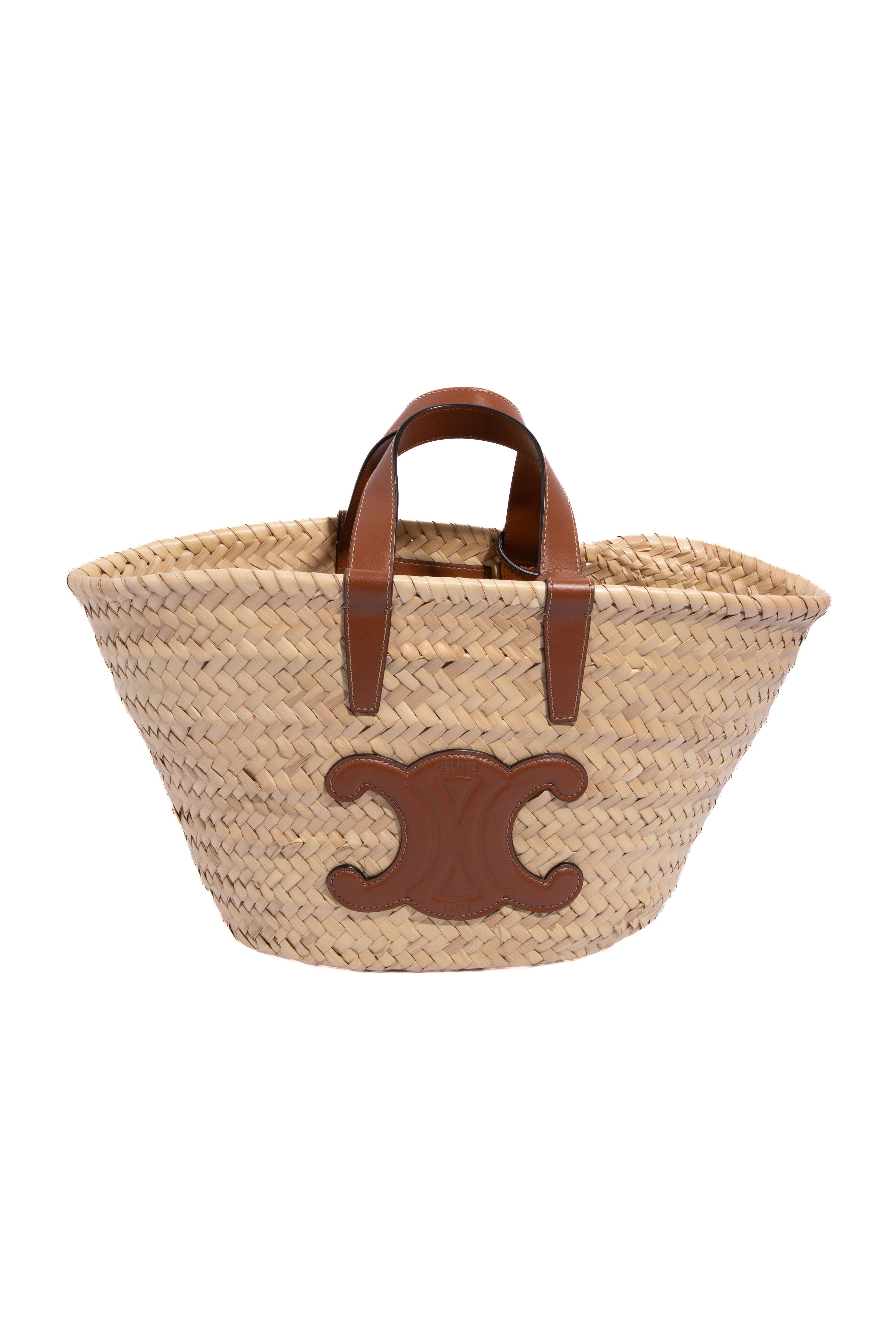 CELINE Palm Leaf Calfskin Triomphe Teen Panier Bag