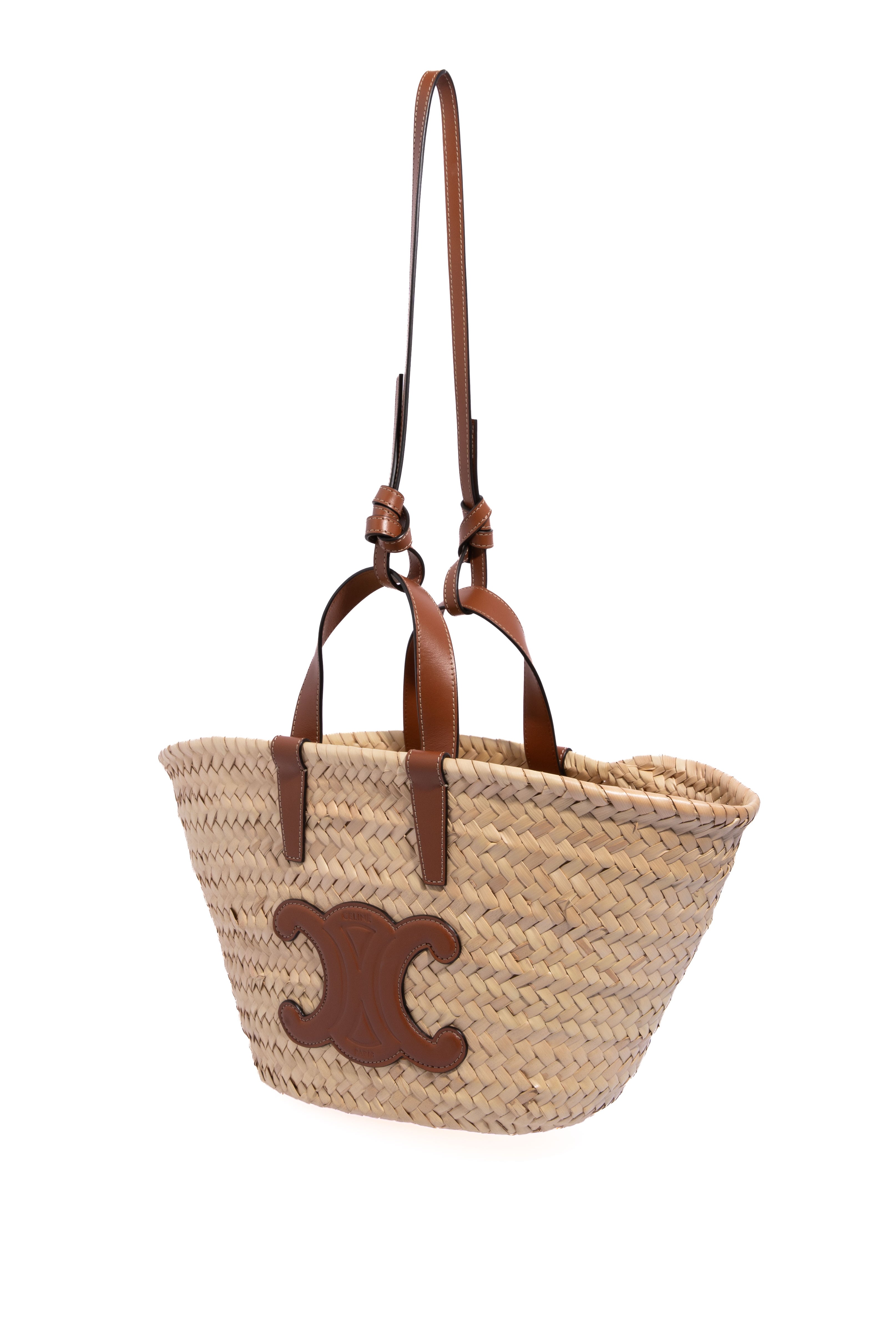 CELINE Palm Leaf Calfskin Triomphe Teen Panier Bag