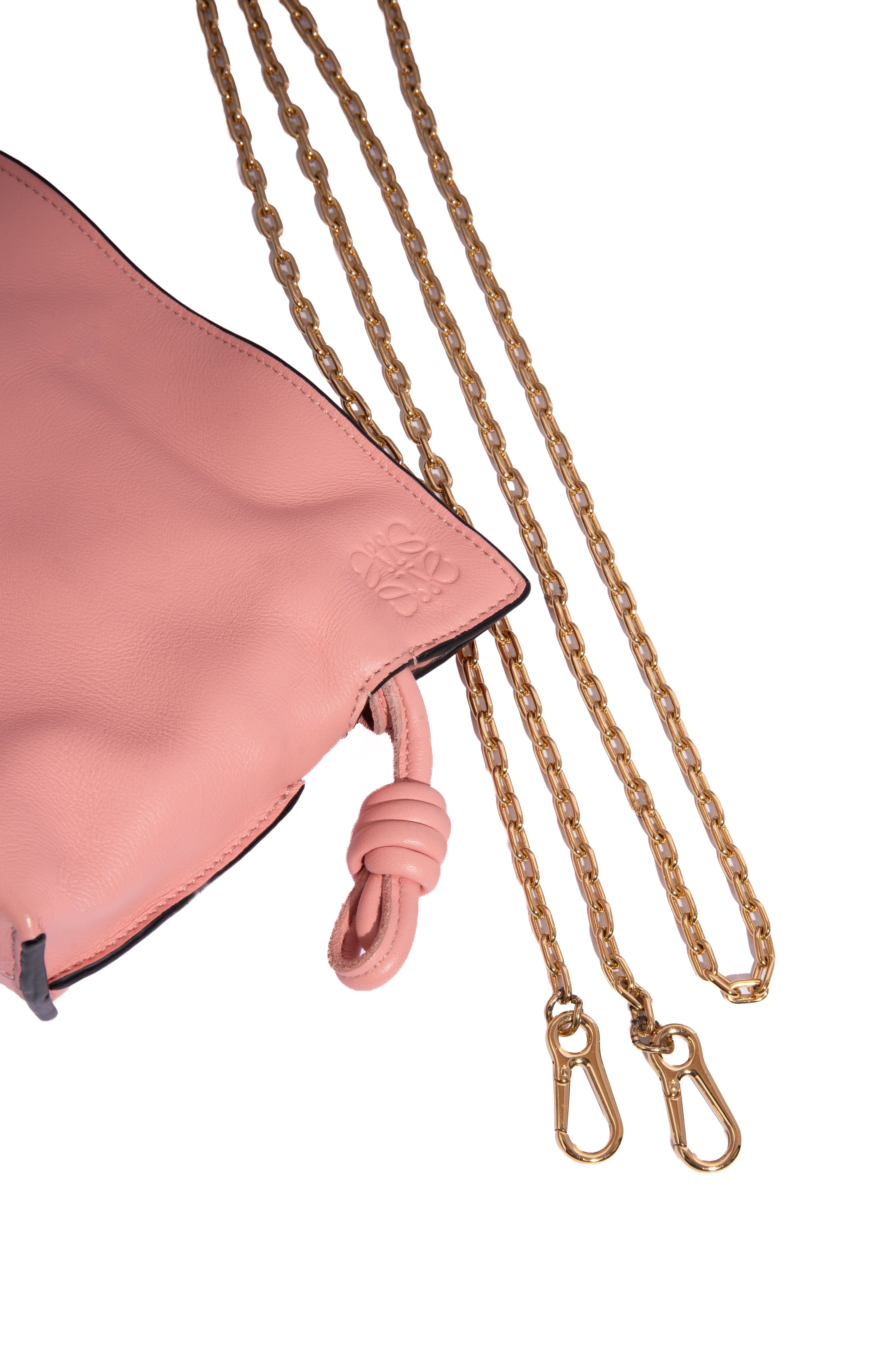 LOEWE Pink 'Flamenco' Nano Clutch w Crossbody Chain