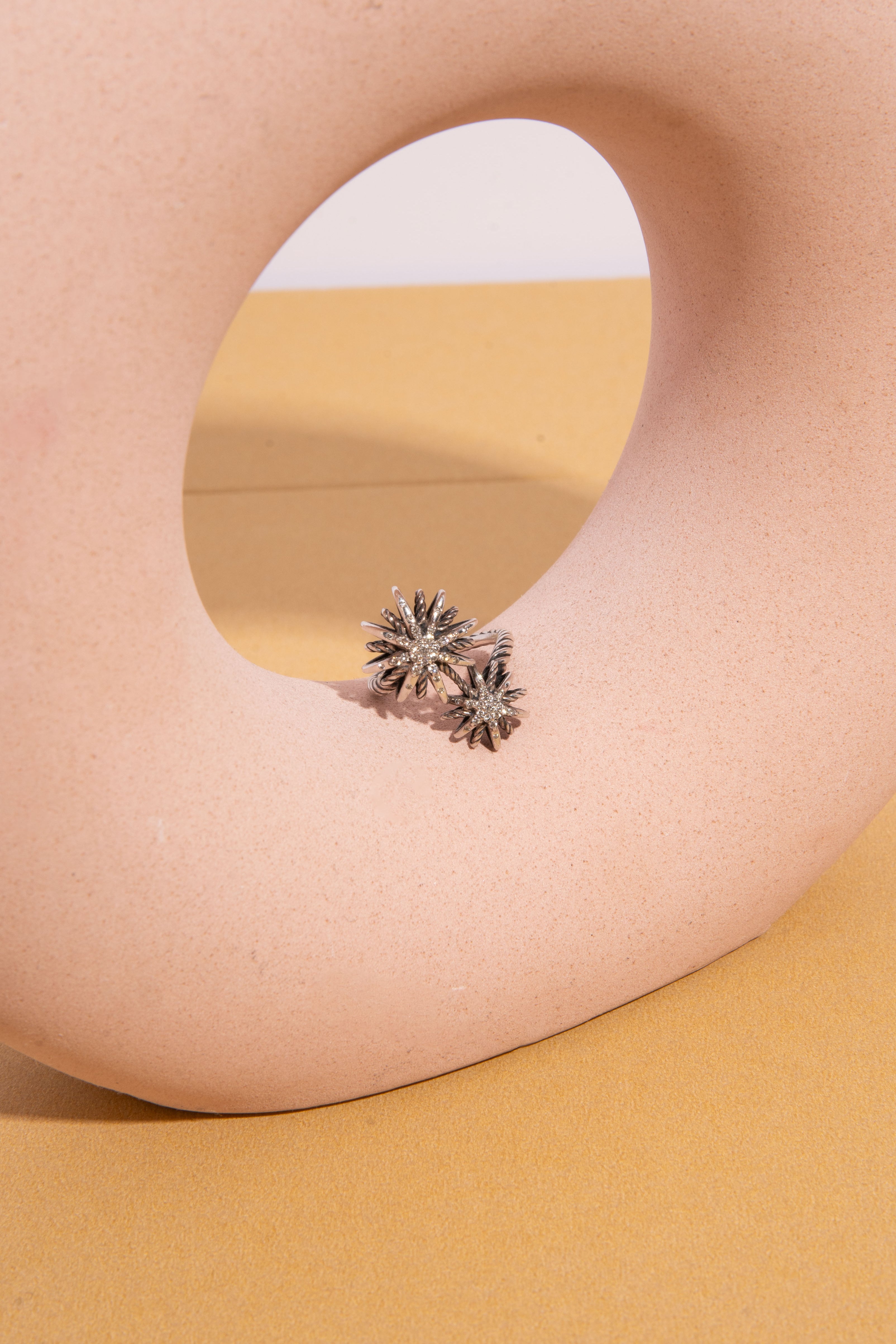 DAVID YURMAN Silver Diamond Starburst Ring