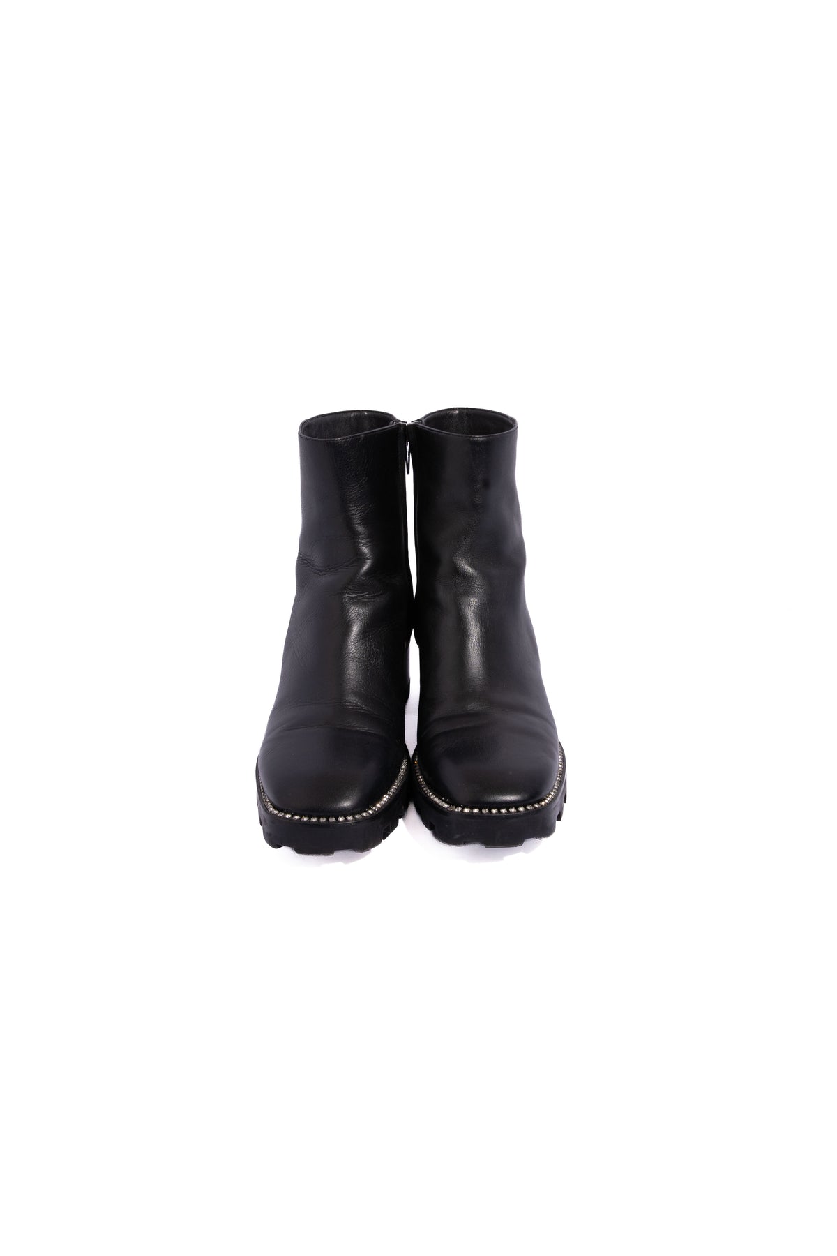 JIMMY CHOO Black Leather Crystal Embellished Ankle Boots | Sz 38