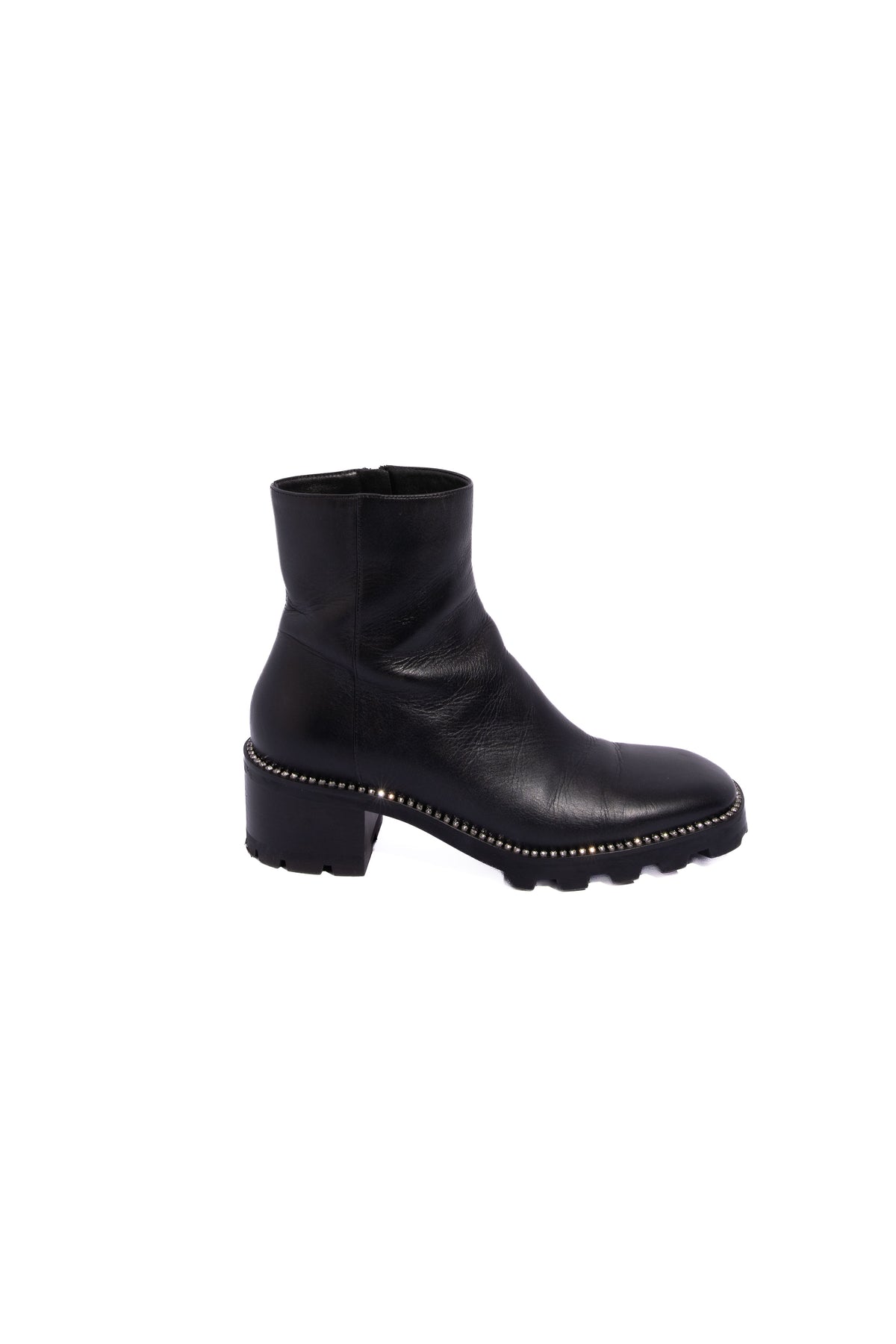 JIMMY CHOO Black Leather Crystal Embellished Ankle Boots | Sz 38