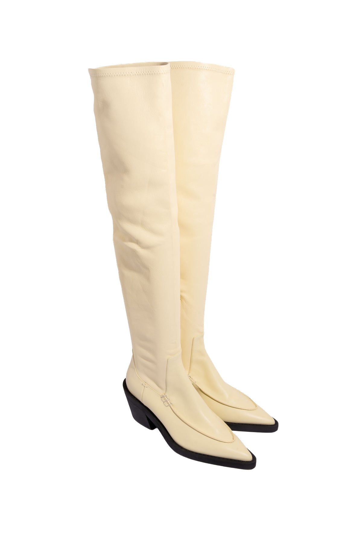 KHAITE Butter Yellow Over The Knee Pointed Boots | Sz. 41