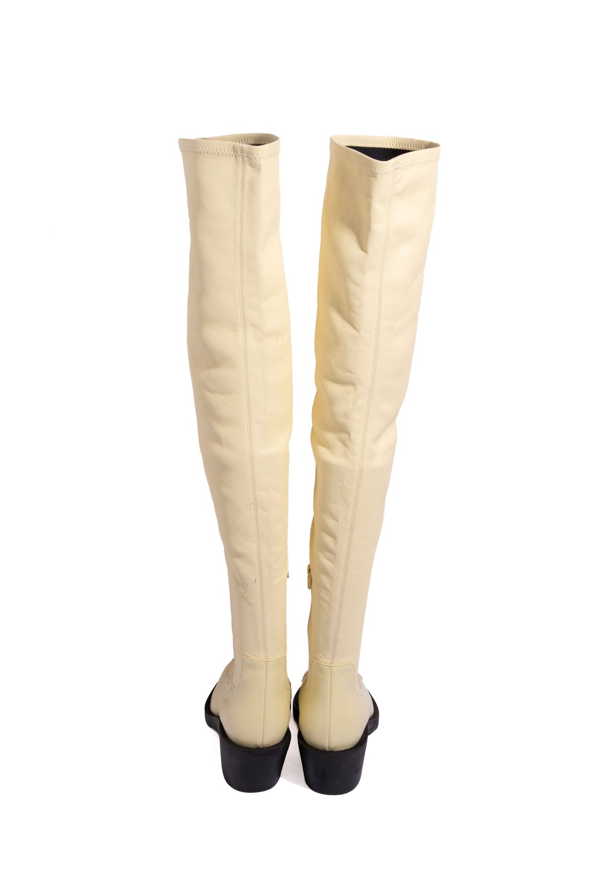 KHAITE Butter Yellow Over The Knee Pointed Boots | Sz. 41