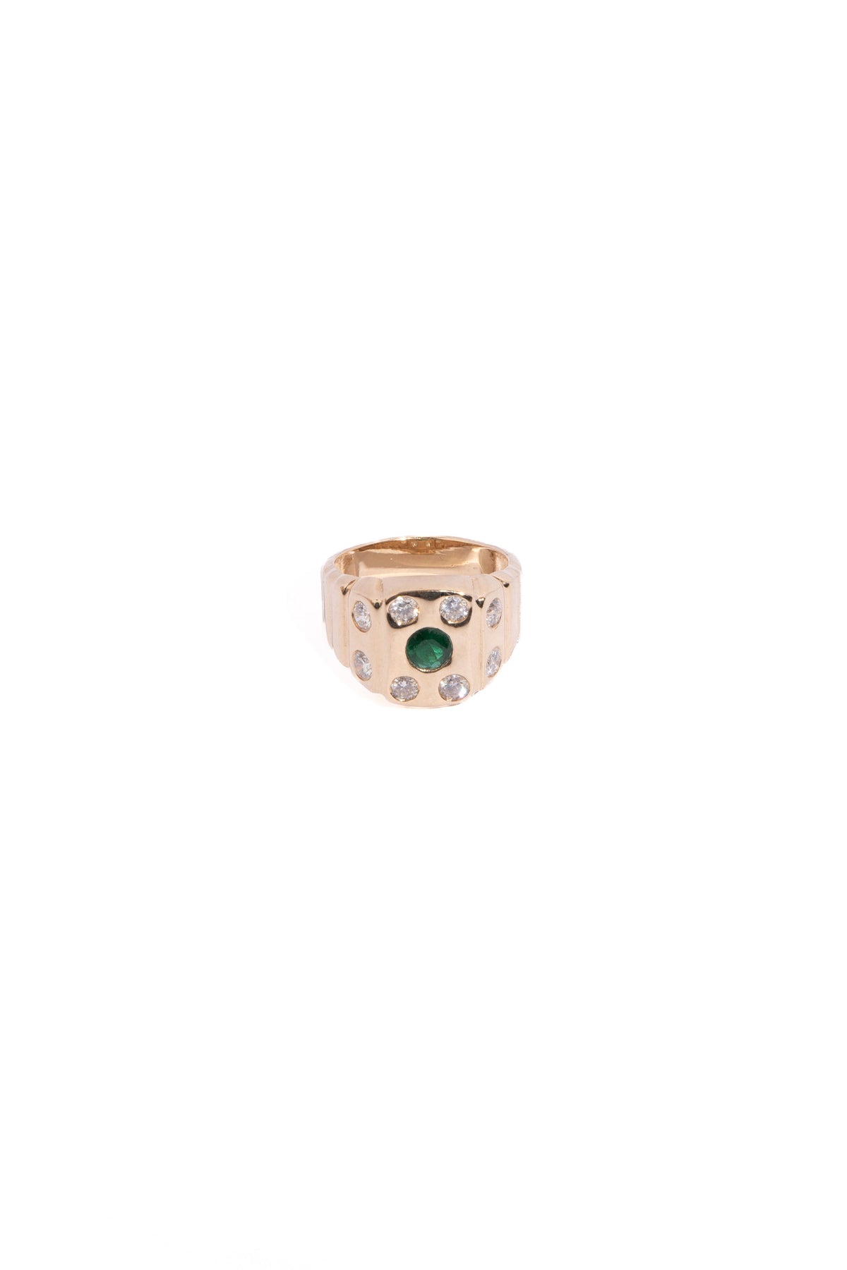 RACHEL LYNN CHICAGO 14k Diamond & Emerald Signet Ring | Sz. 8