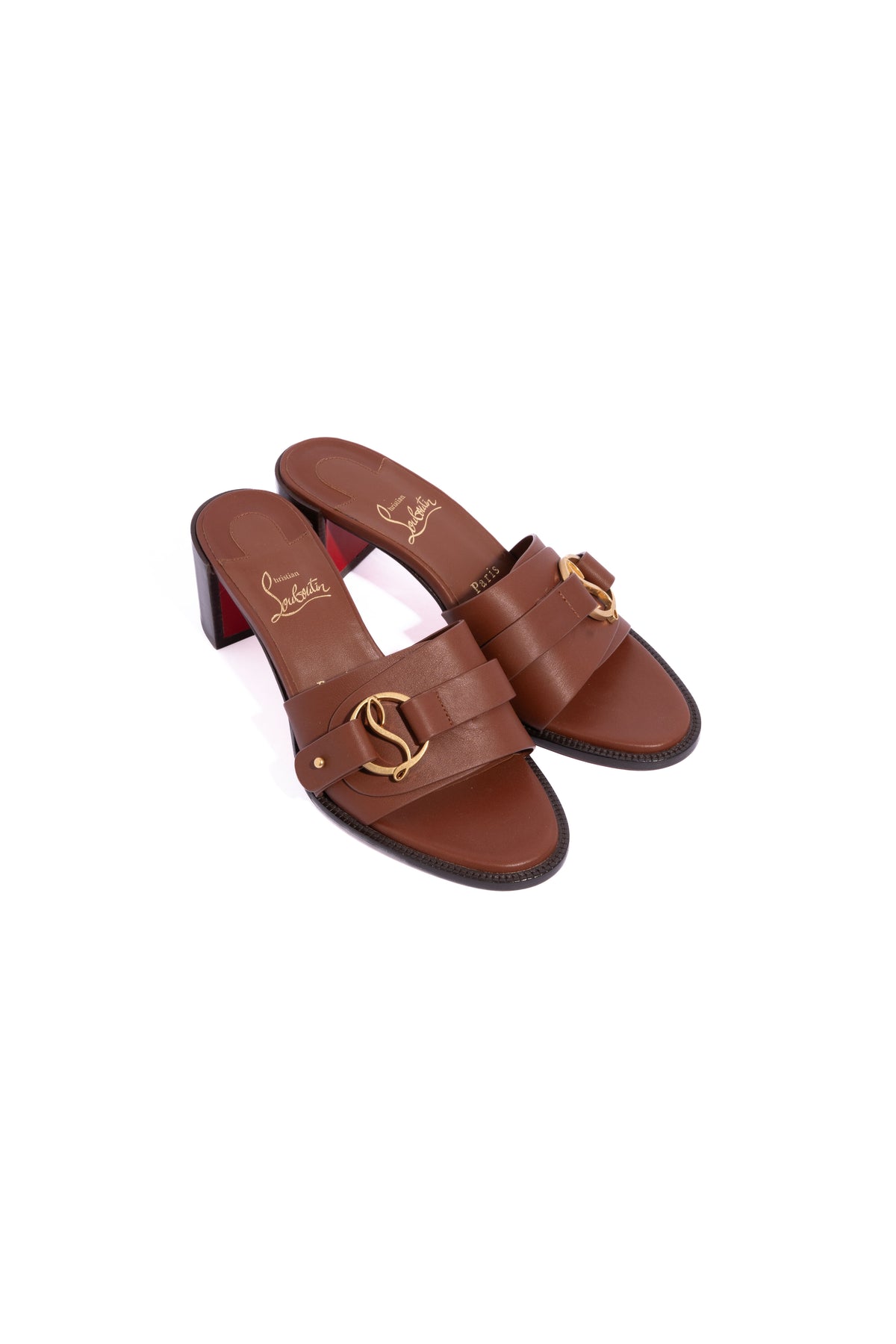 CHRISTIAN LOUBOUTIN Tan "Her In Roma" Mules | Sz. 37.5