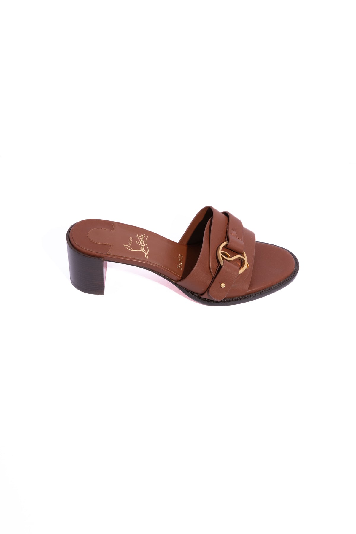 CHRISTIAN LOUBOUTIN Tan "Her In Roma" Mules | Sz. 37.5