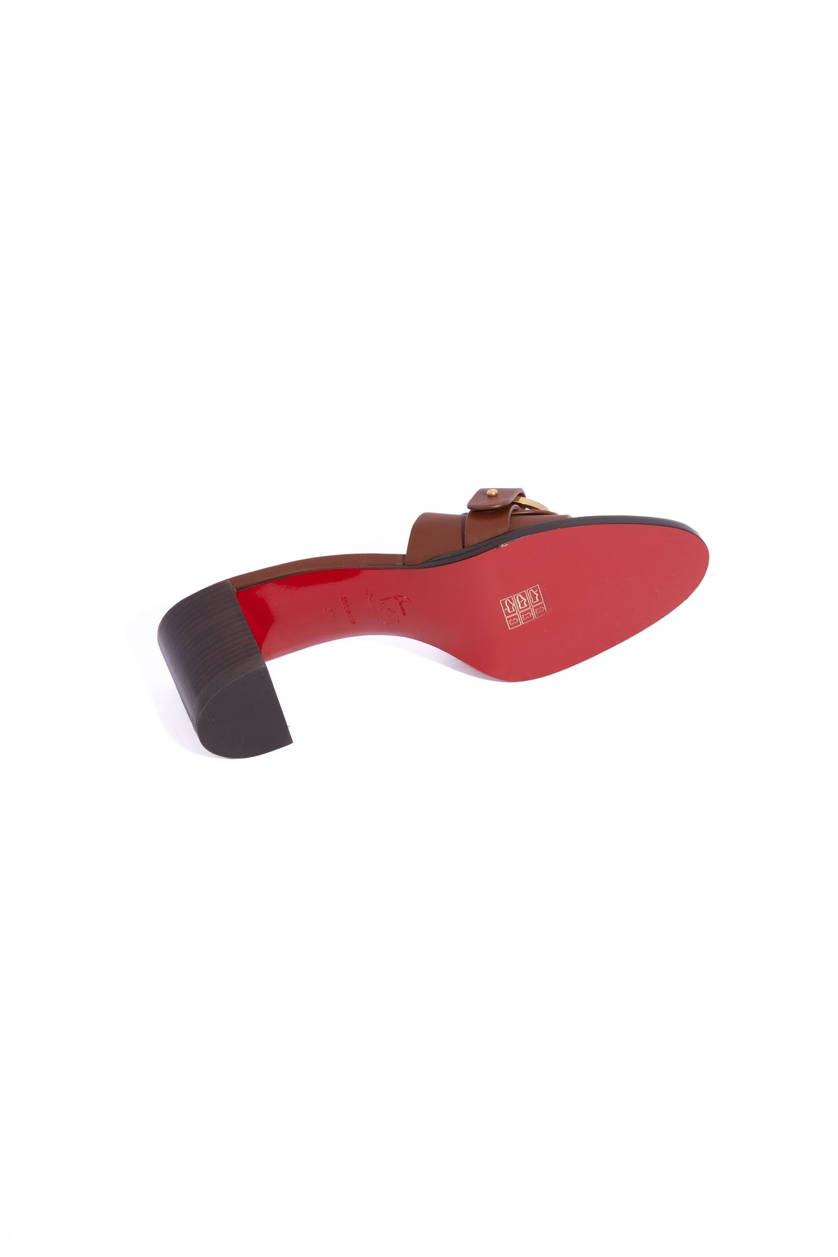 CHRISTIAN LOUBOUTIN Tan "Her In Roma" Mules | Sz. 37.5