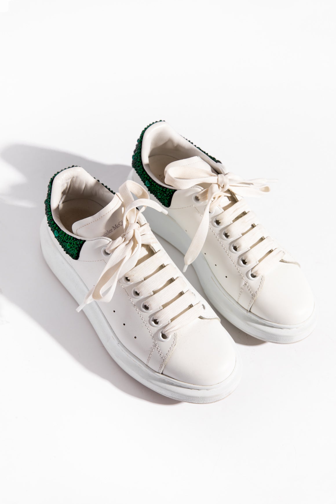 ALEXANDER MCQUEEN White & Green Sneakers (Sz. 38)