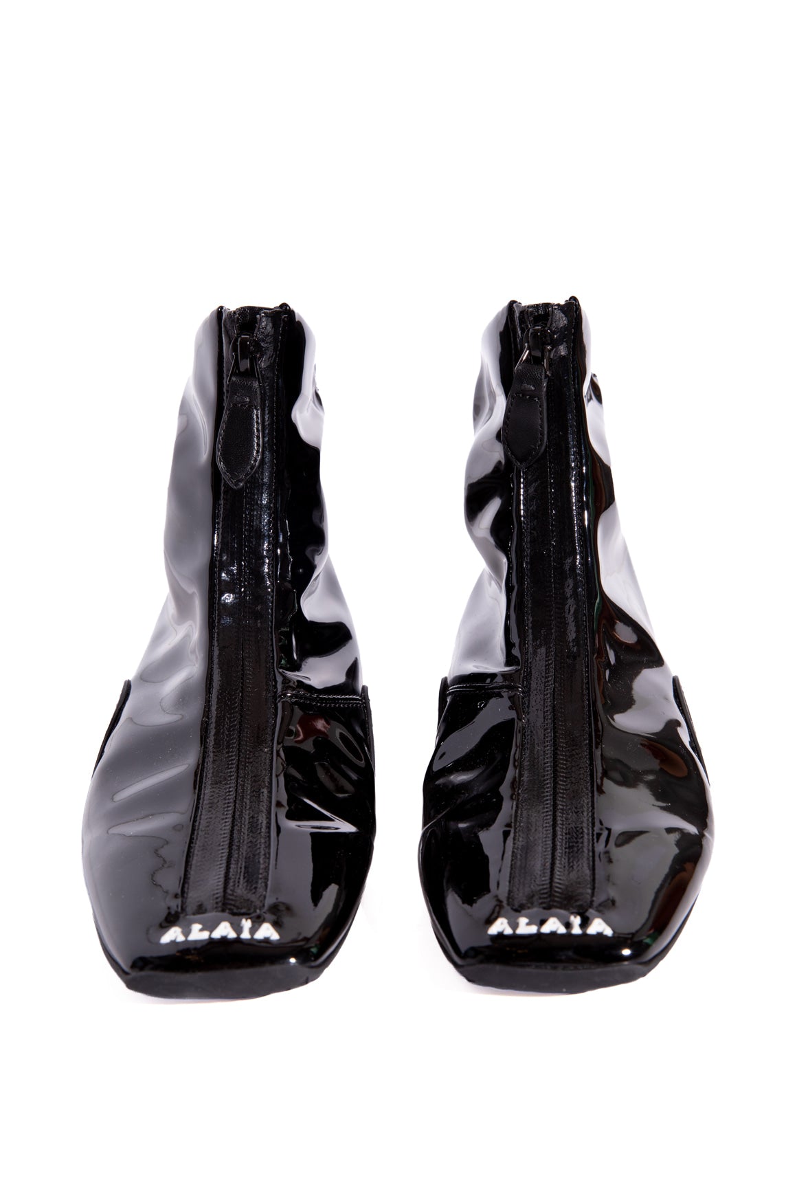 ALAIA Black Patent Zip Front Sporty Boots (Sz. 38)