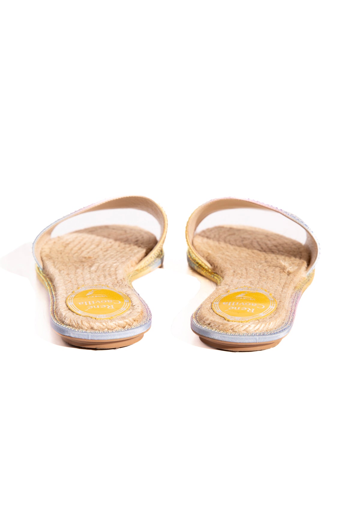 RENE CAOVILLA Iridescent Crystal Espadrille Slides (Sz. 36.5)