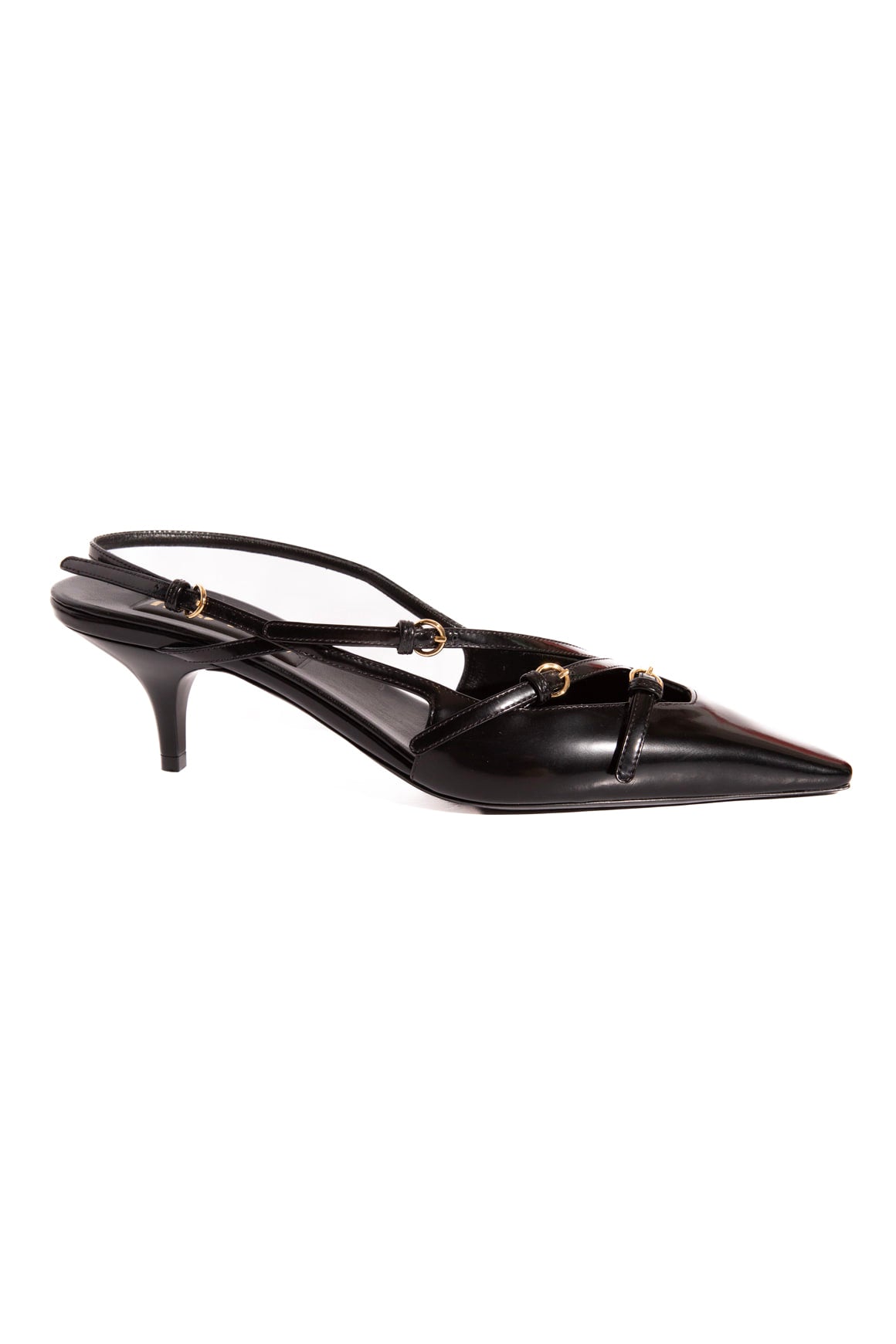 MIU MIU Black Buckled Slingback Kitten Heels (Sz. 39)
