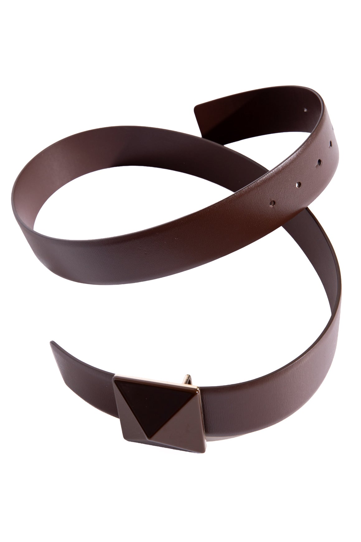 VALENTINO Brown Leather Single Jumbo Rockstud Belt