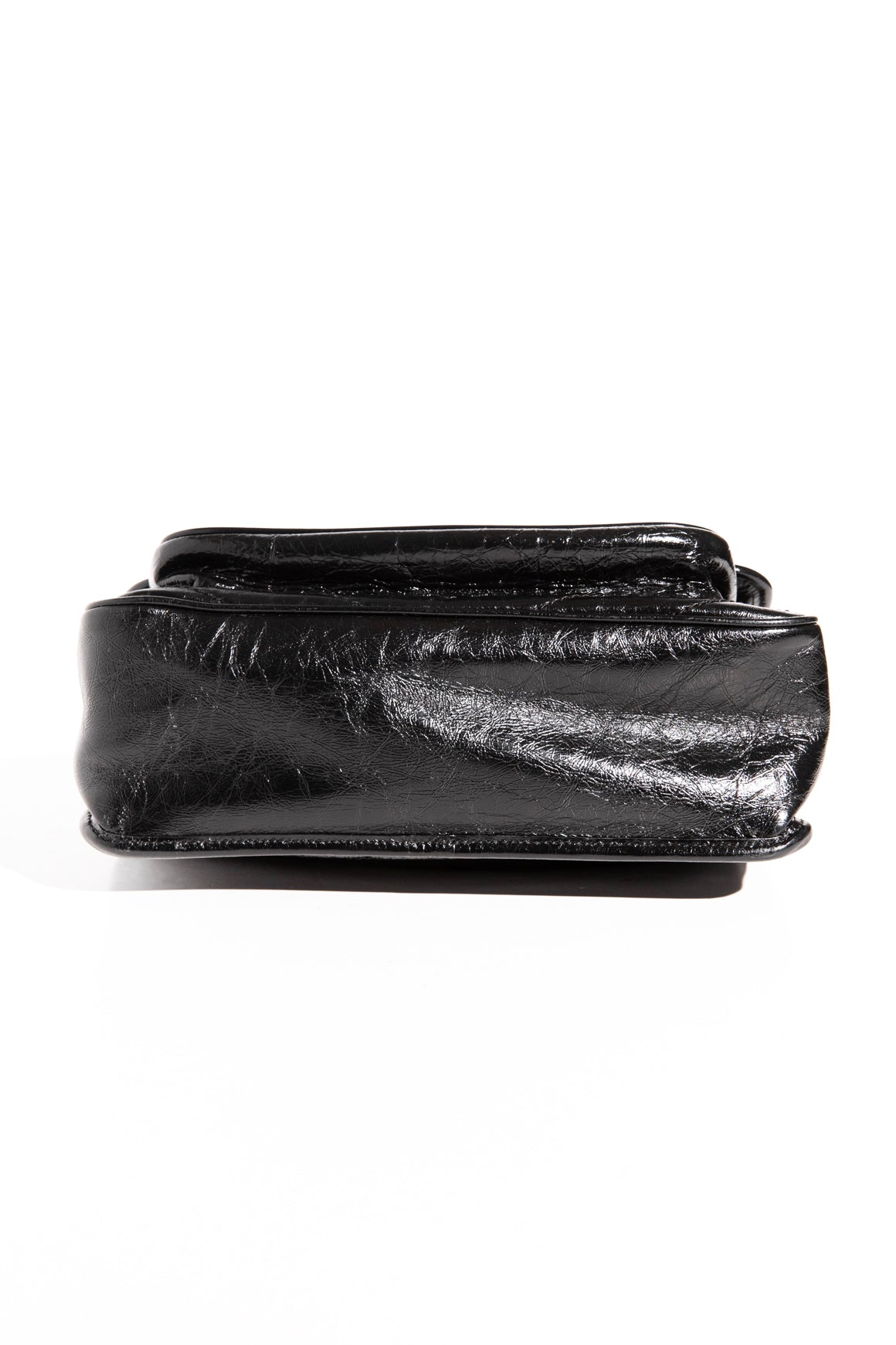 SAINT LAURENT Black Niki Flap Bag in Crinkled Leather