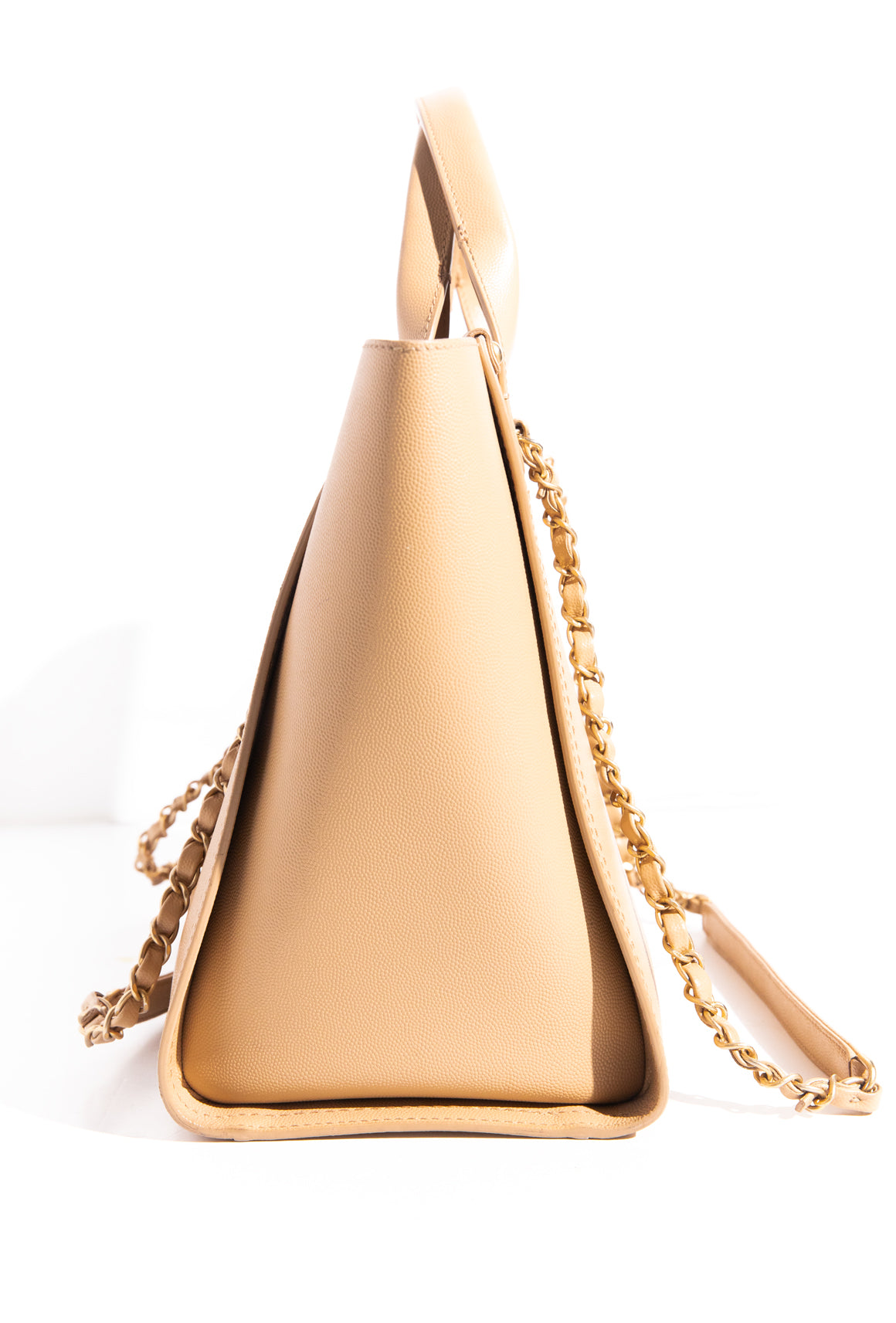 CHANEL Beige Studded Leather Deauville Tote