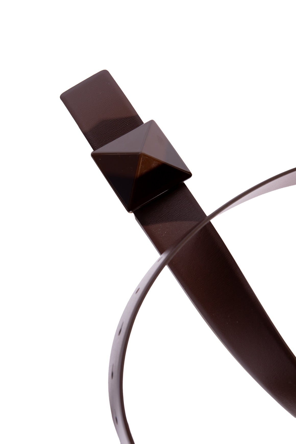 VALENTINO Brown Leather Single Jumbo Rockstud Belt