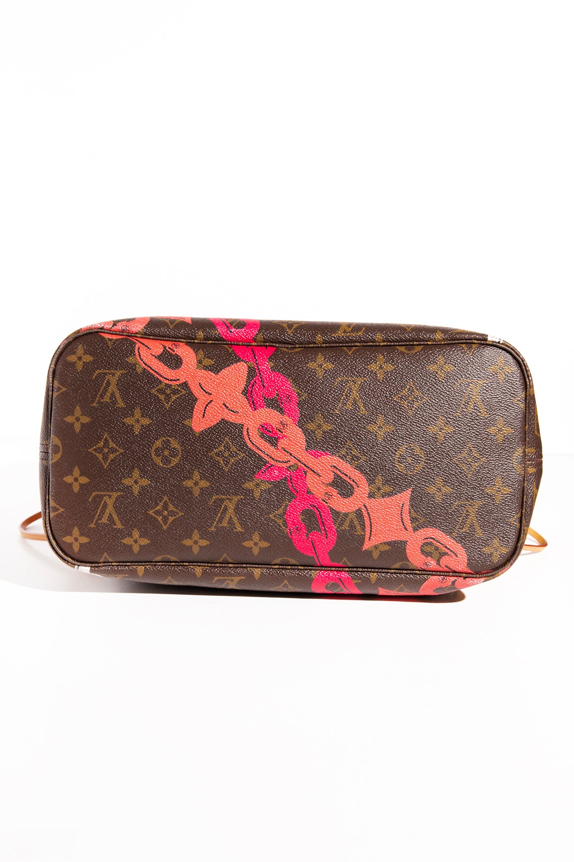 LOUIS VUITTON Classic Monogram + Pink Chain Neverfull MM