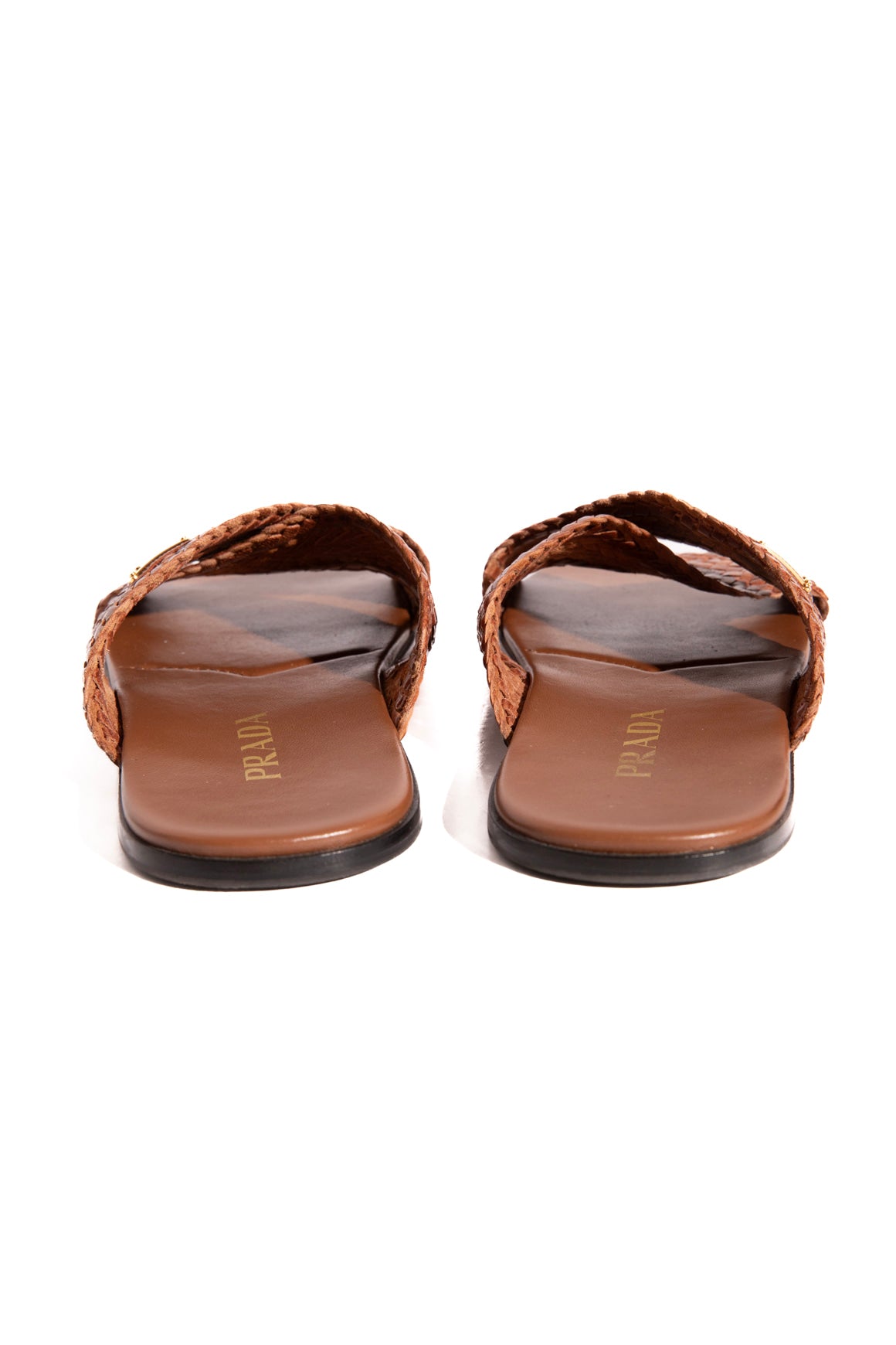 PRADA Borwn Woven Cross Strap Sandals (Sz. 38)