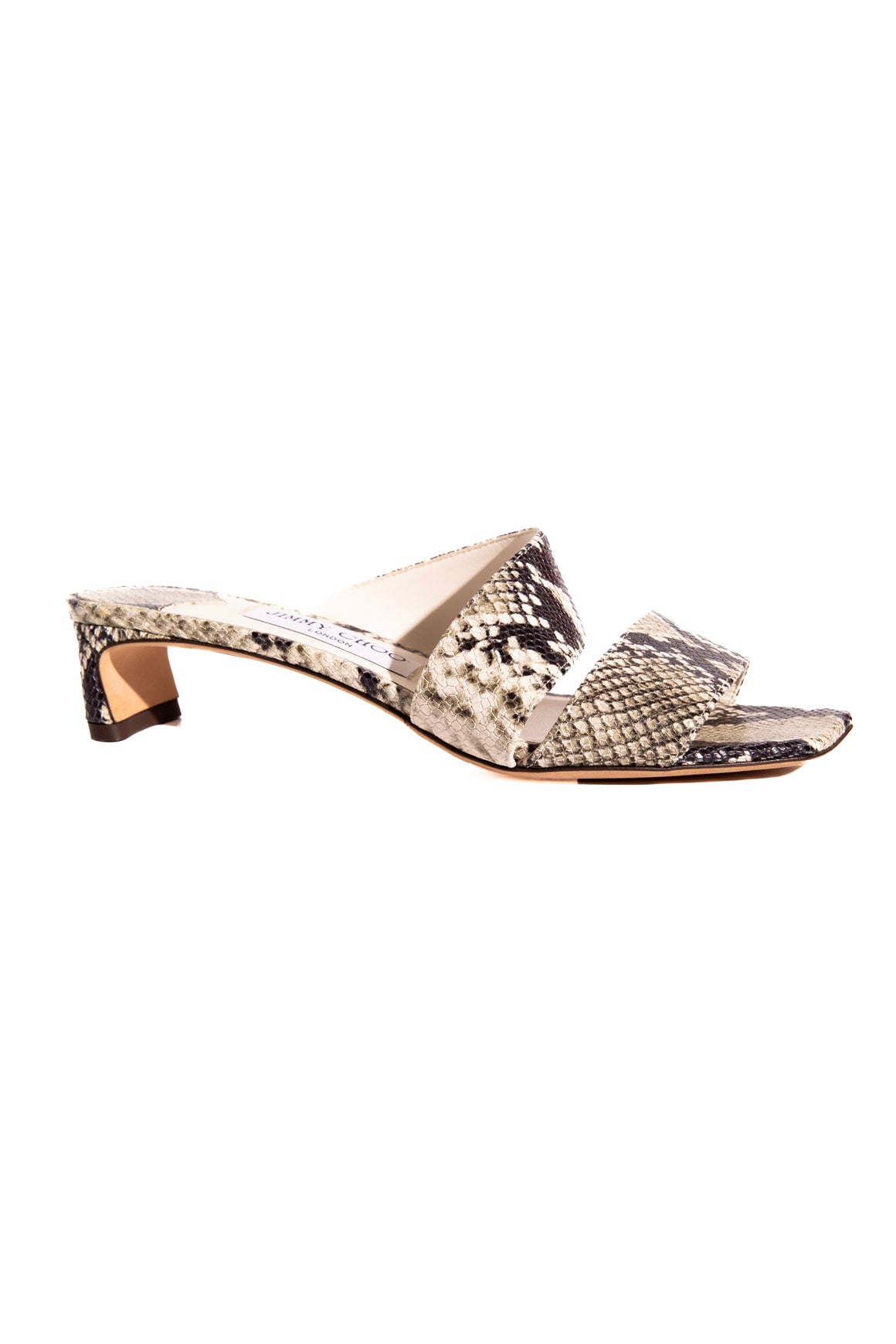 JIMMY CHOO Snake Embossed Mule Sandals (Sz. 37)