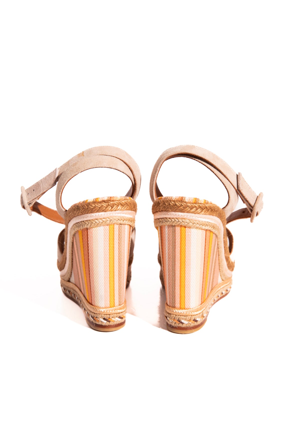 VALENTINO Pink/Tan Suede Wedge Heels (Sz. 40)