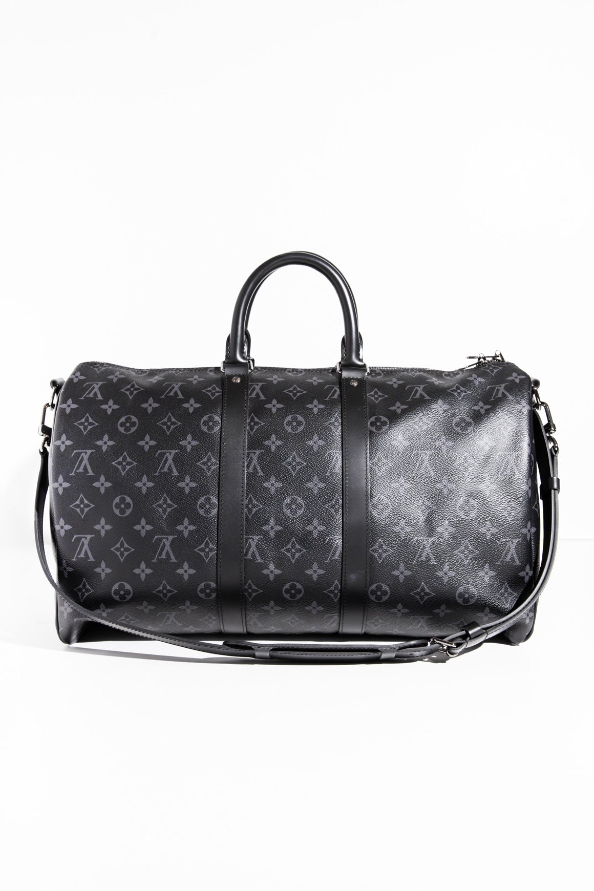 LOUIS VUITTON Black and Gray Keepall Bandouliere 45