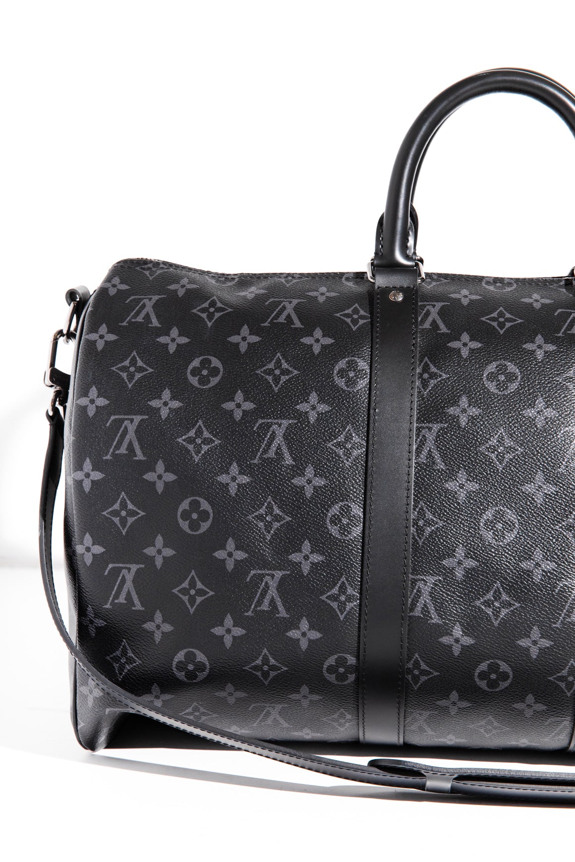 LOUIS VUITTON Black and Gray Keepall Bandouliere 45