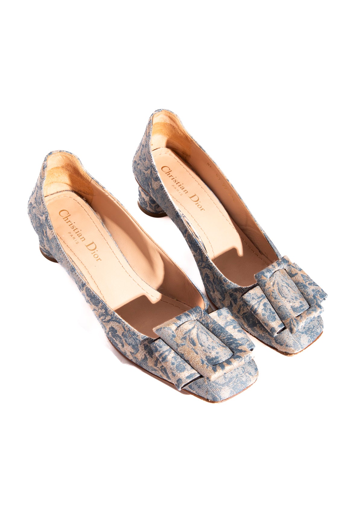 CHRISTIAN DIOR Jacquard Buckle Front Pumps (Sz. 37.5)