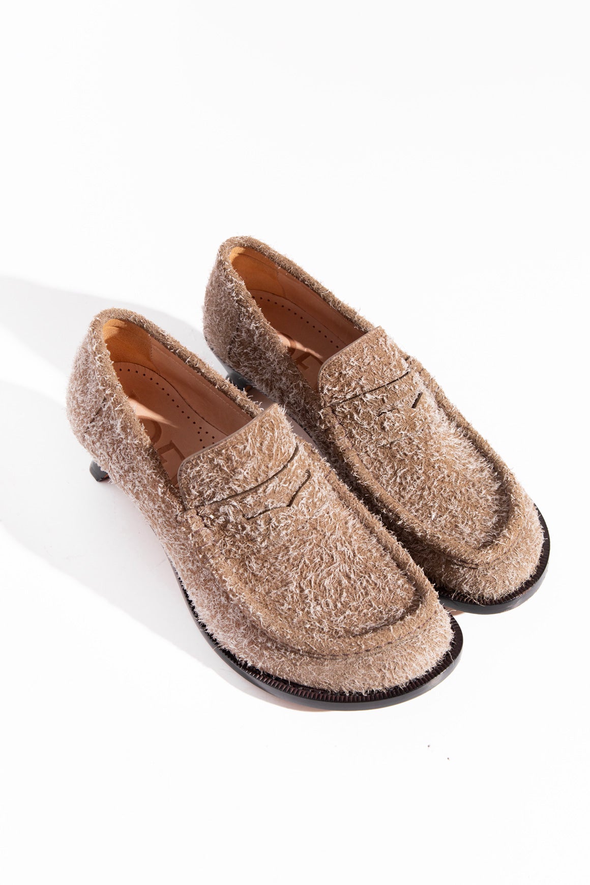 LOEWE Suede 'Campo' Kitten Heel Loafers (Sz.40)