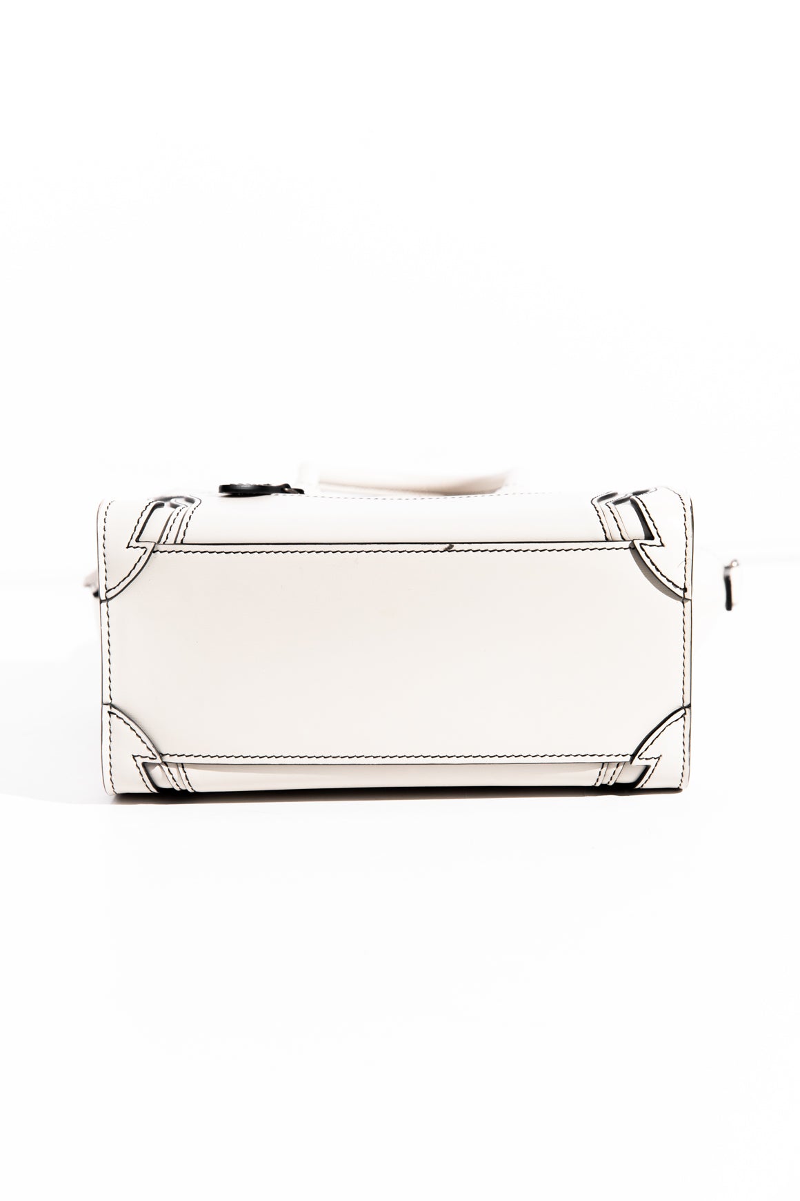 CELINE White Leather Contrast Stitch Nano Luggage