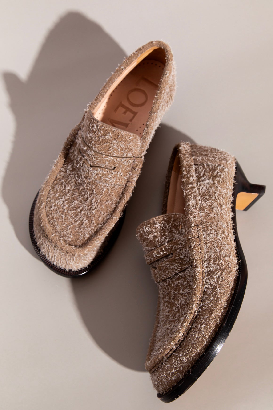 LOEWE Suede 'Campo' Kitten Heel Loafers (Sz.40)