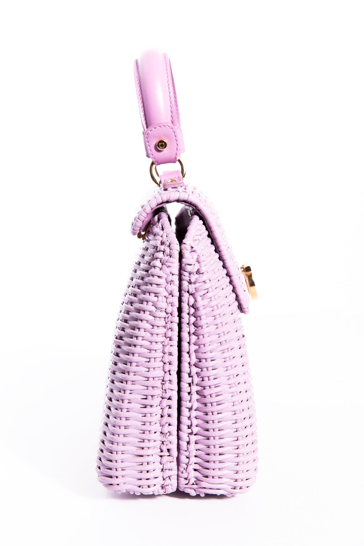 FERRAGAMO Lilac Wicker Sofia Satchel Top Handle Bag