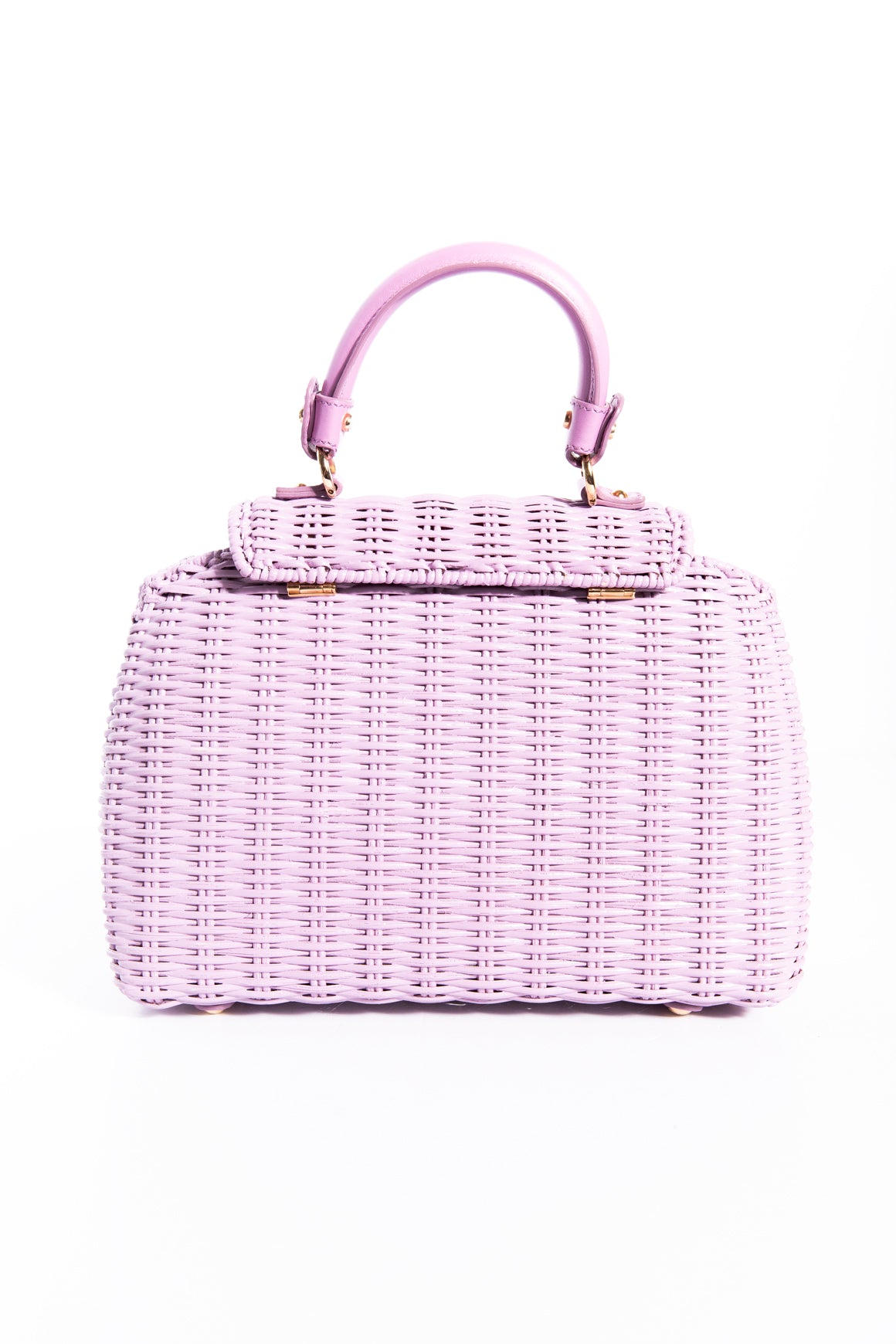 FERRAGAMO Lilac Wicker Sofia Satchel Top Handle Bag