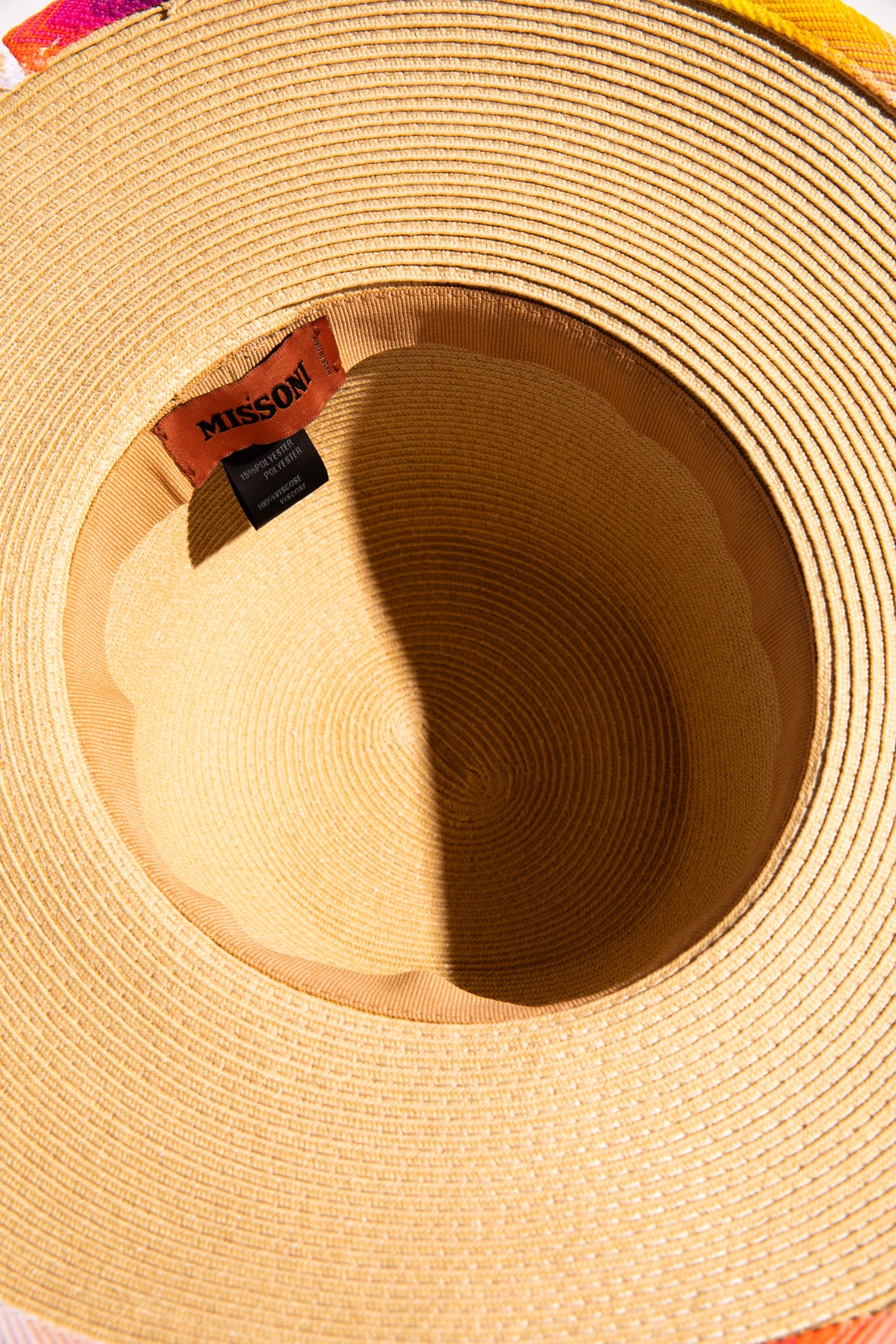 MISSONI Raffia Chevron Wide Straw Hat