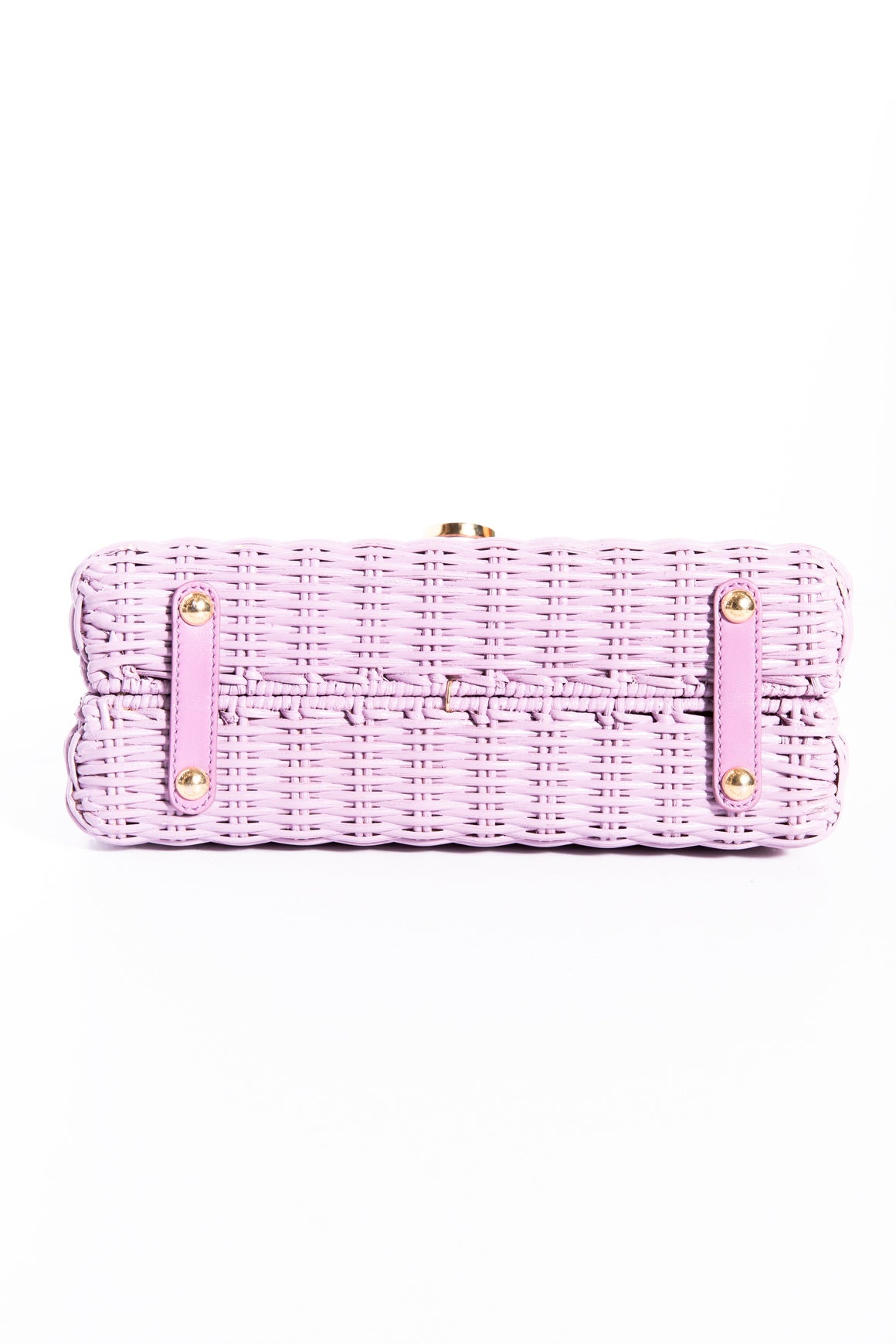 FERRAGAMO Lilac Wicker Sofia Satchel Top Handle Bag
