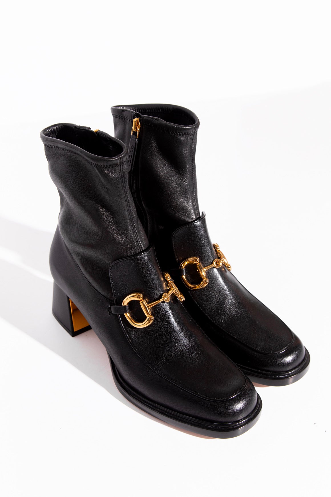 GUCCI Black Calfskin Horse-Bit Sock Boots (Sz.39.5)