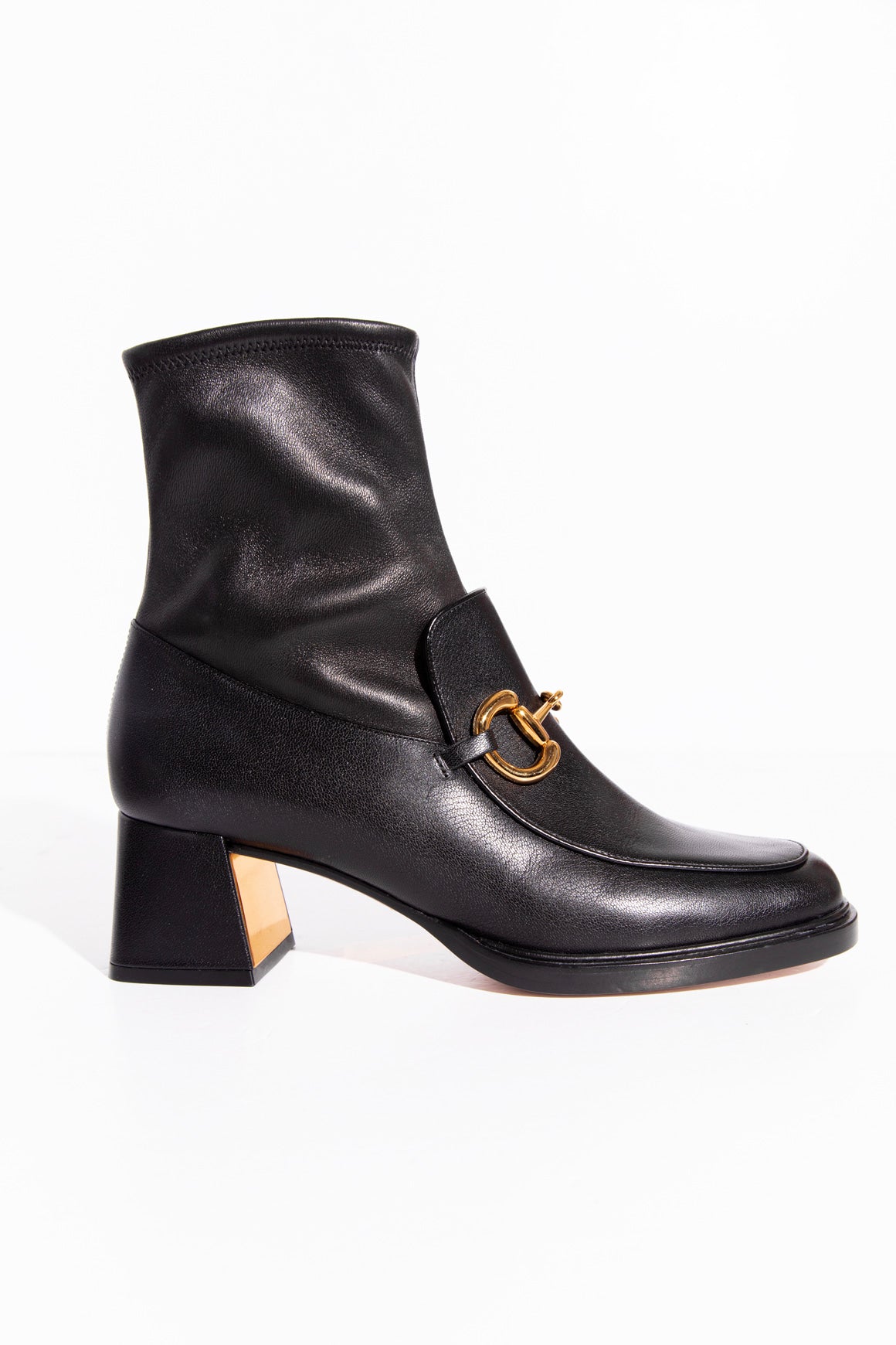 GUCCI Black Calfskin Horse-Bit Sock Boots (Sz.39.5)
