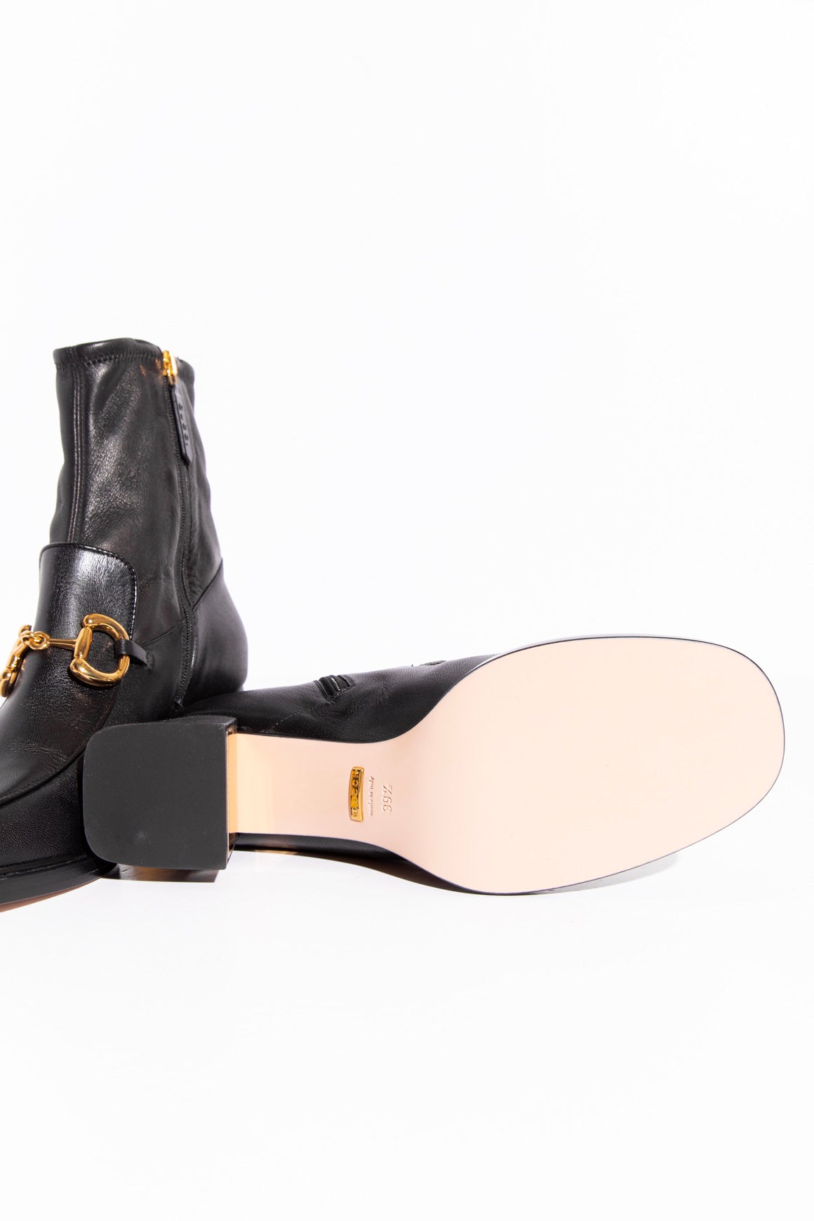 GUCCI Black Calfskin Horse-Bit Sock Boots (Sz.39.5)