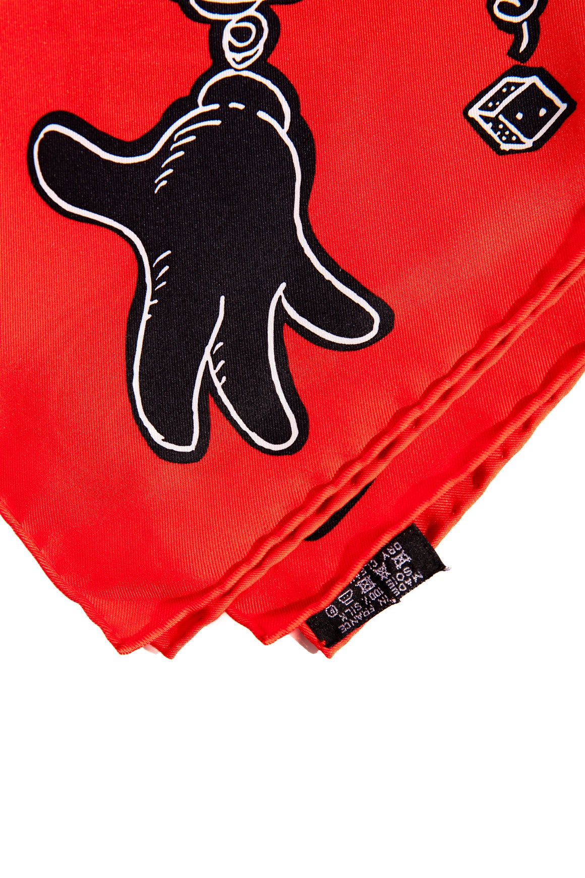 HERMES Red & Black "N. Buffe" Large Silk Scarf