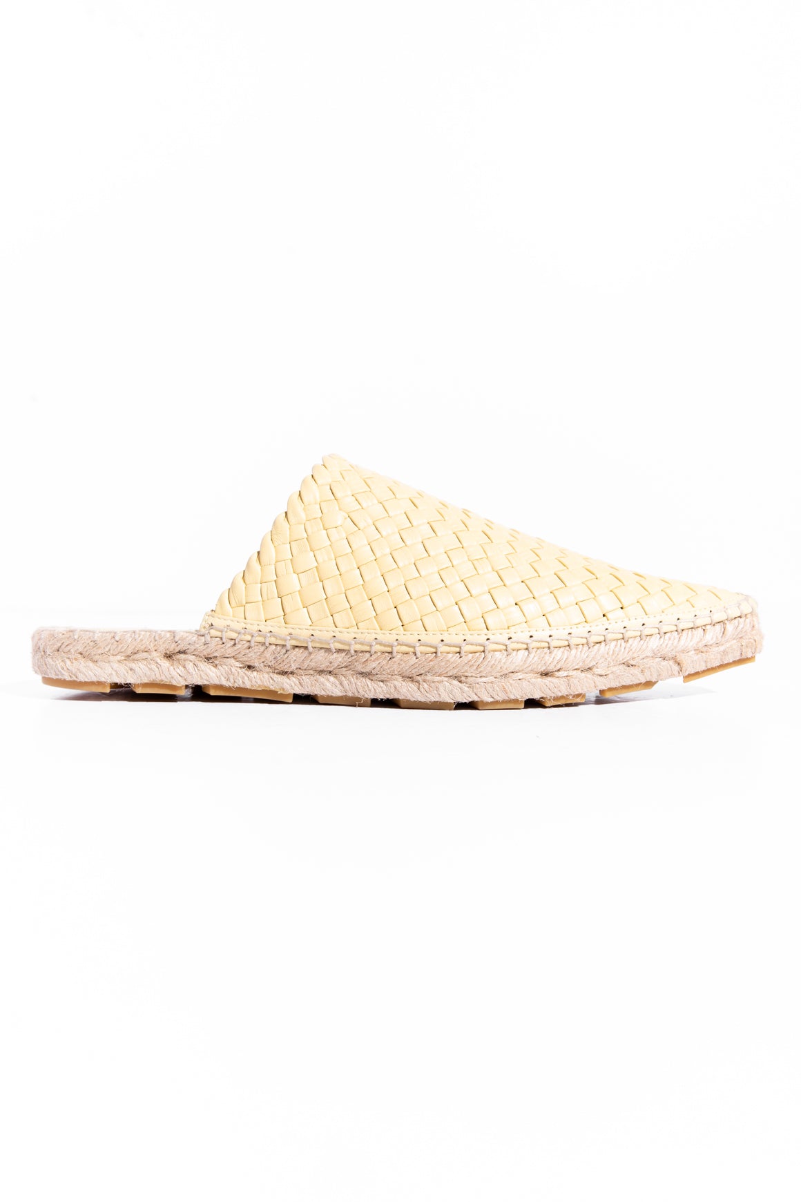 BOTTEGA VENETA Pale Yellow Intrecciato Espadrille Mules (Sz. 38)
