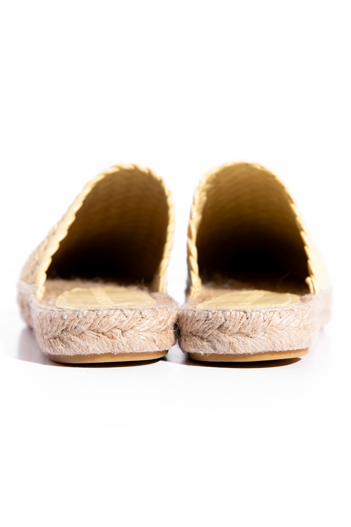 BOTTEGA VENETA Pale Yellow Intrecciato Espadrille Mules (Sz. 38)