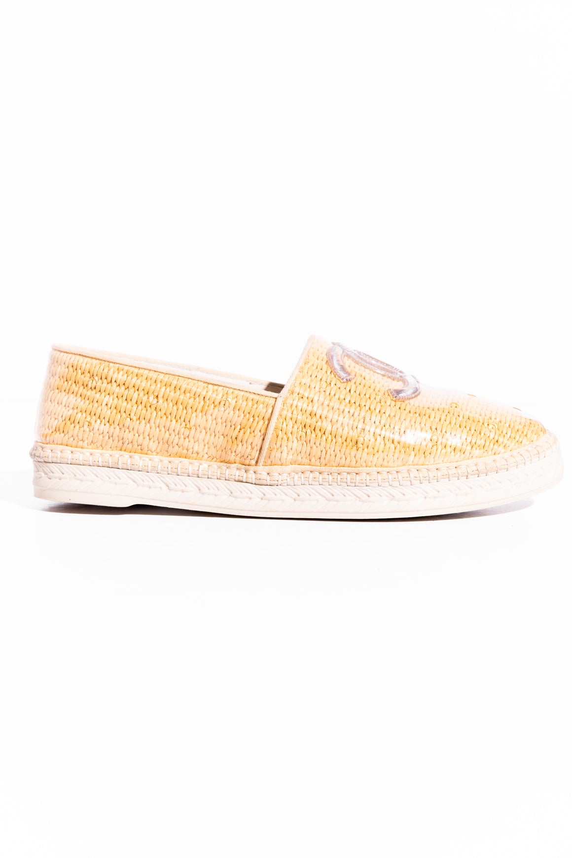 CHANEL PVC & Straw CC Espadrilles (Sz. 42)