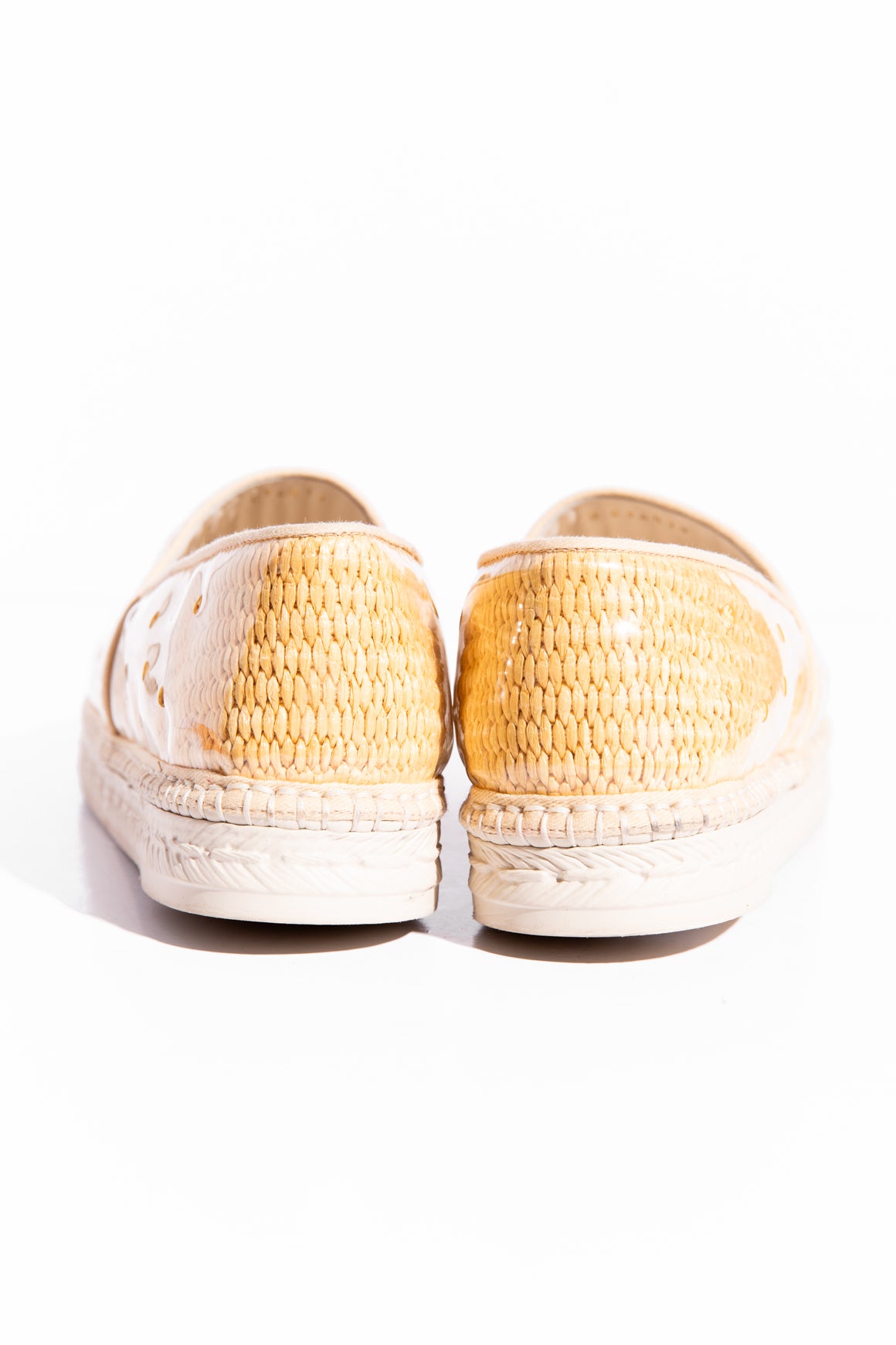 CHANEL PVC & Straw CC Espadrilles (Sz. 42)