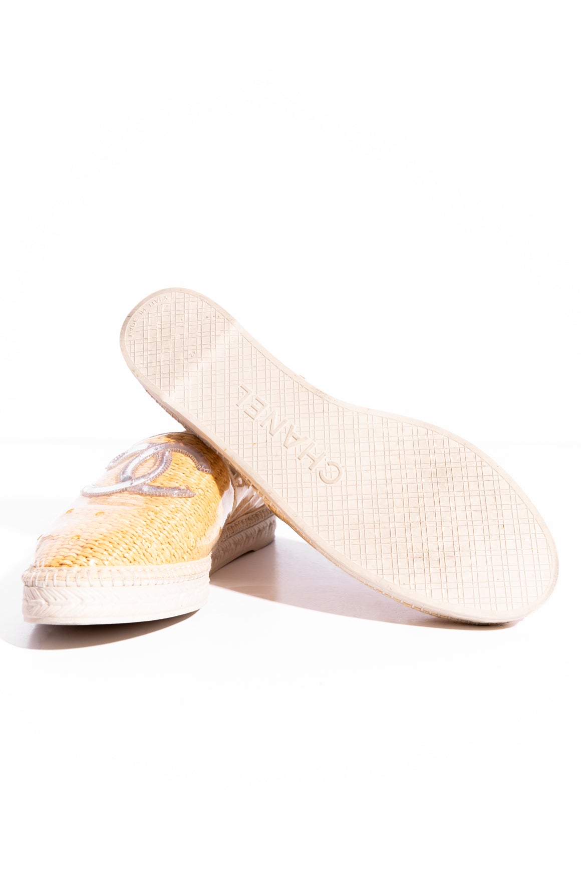 CHANEL PVC & Straw CC Espadrilles (Sz. 42)