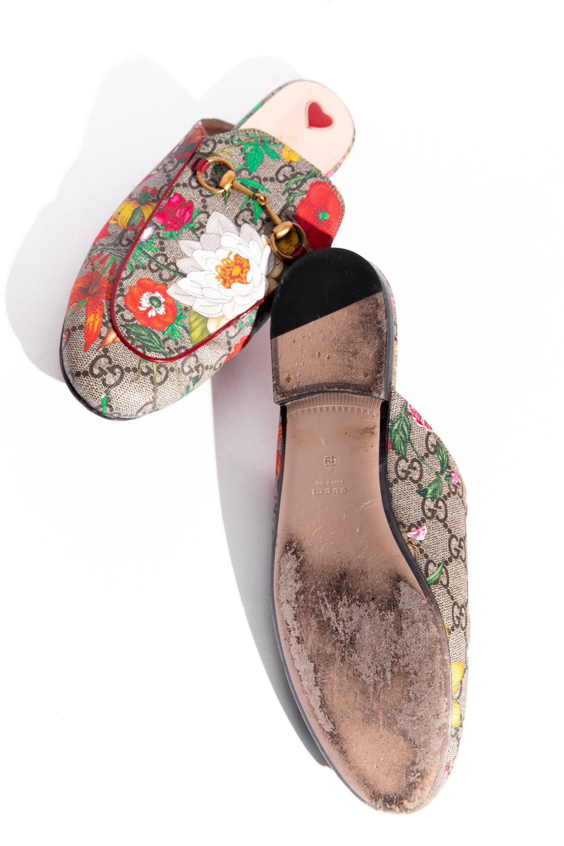 GUCCI GG Supreme Flora "Princetown" Mules (Sz. 39)