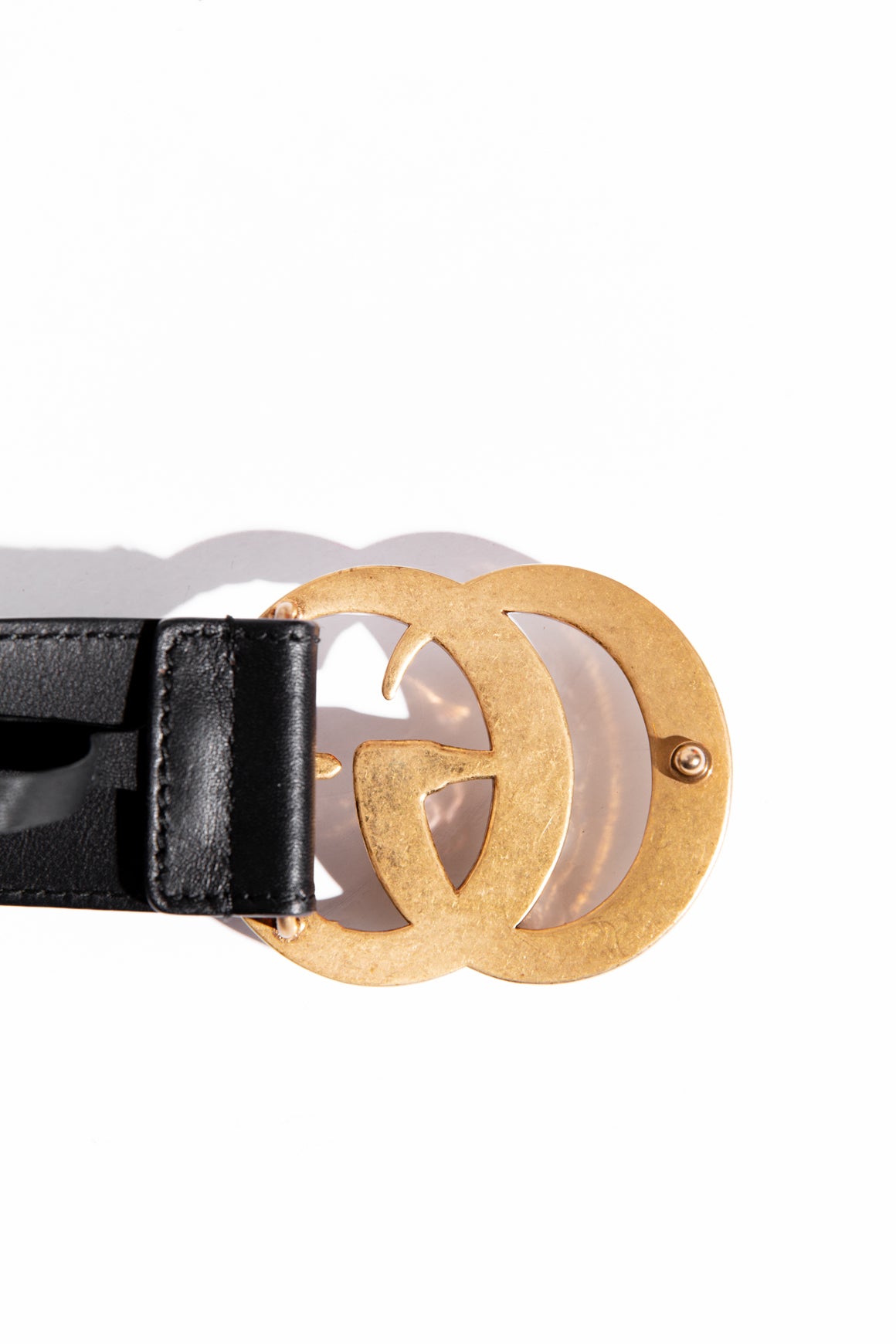 GUCCI Black GG Marmont Wide Belt w/ Pearls