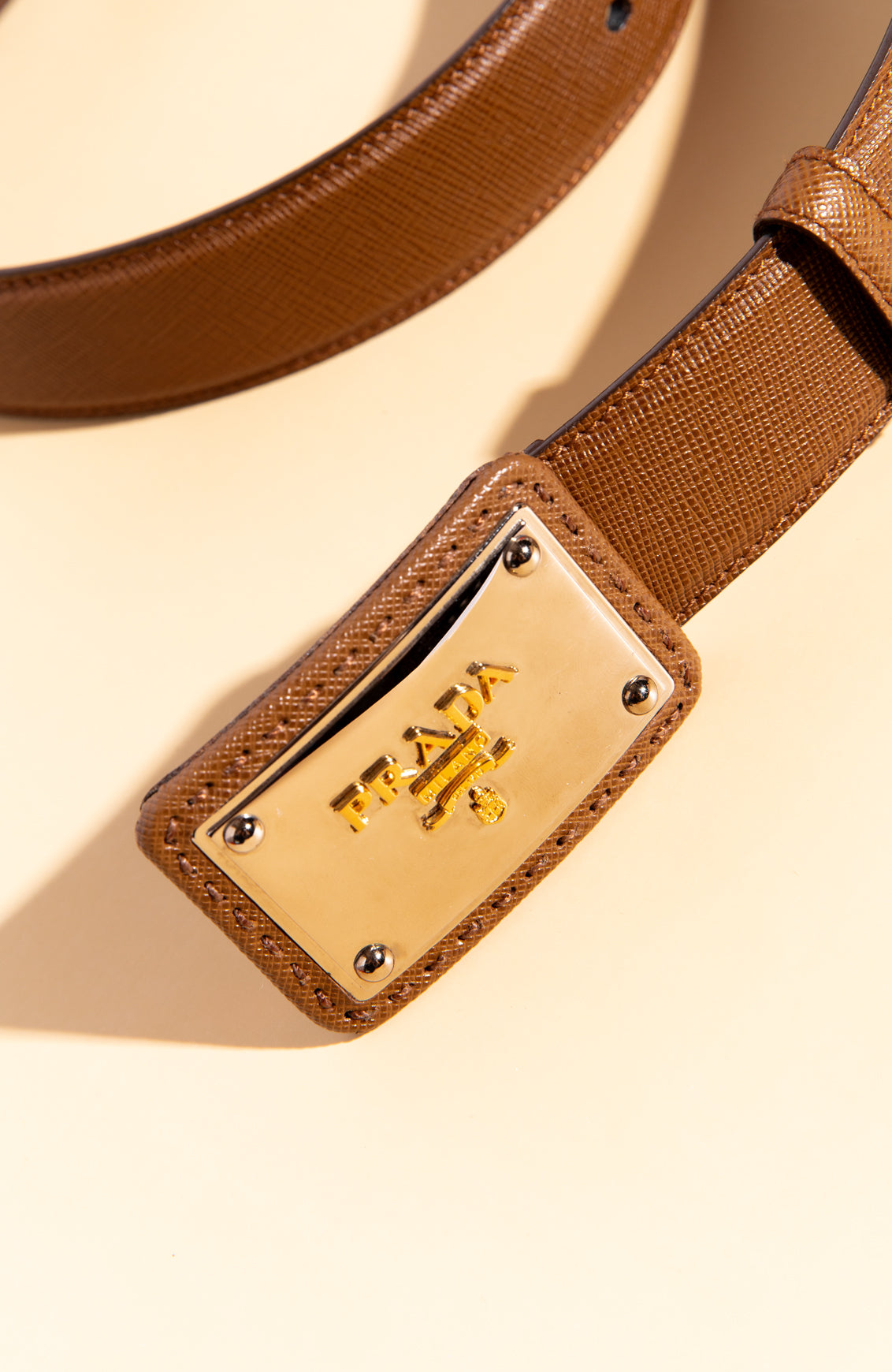 PRADA Brown Saffiano Leather Belt